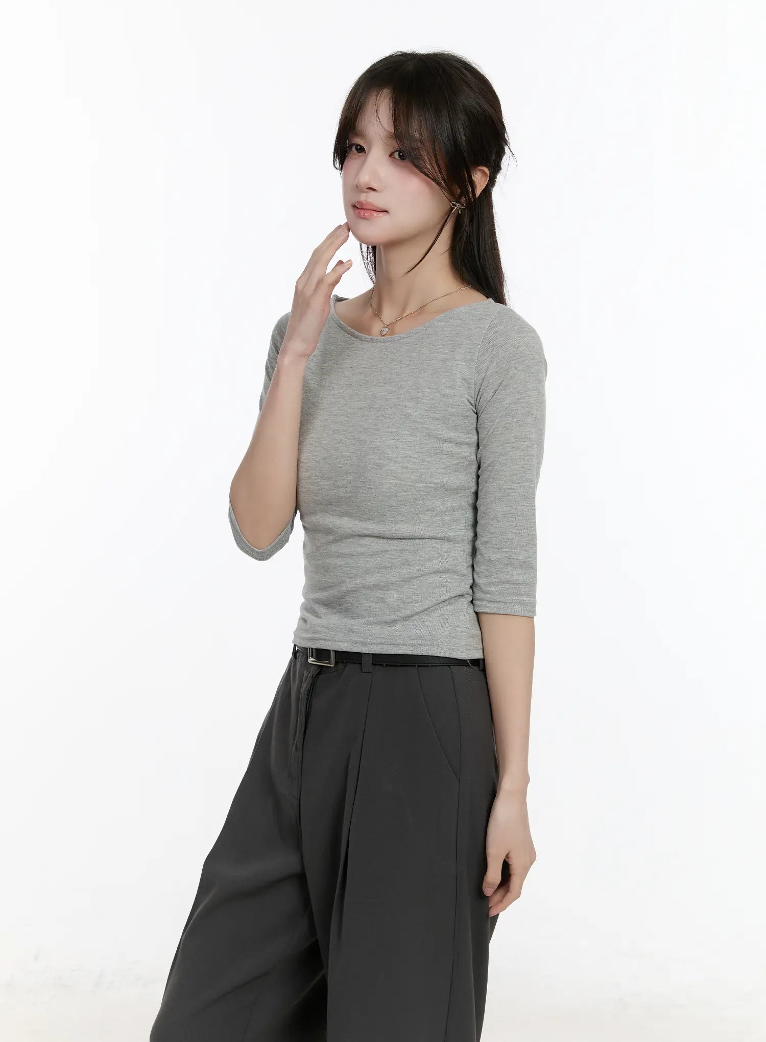 Basic U-Neck 3/4 Sleeve Tee CM505 - Image 6