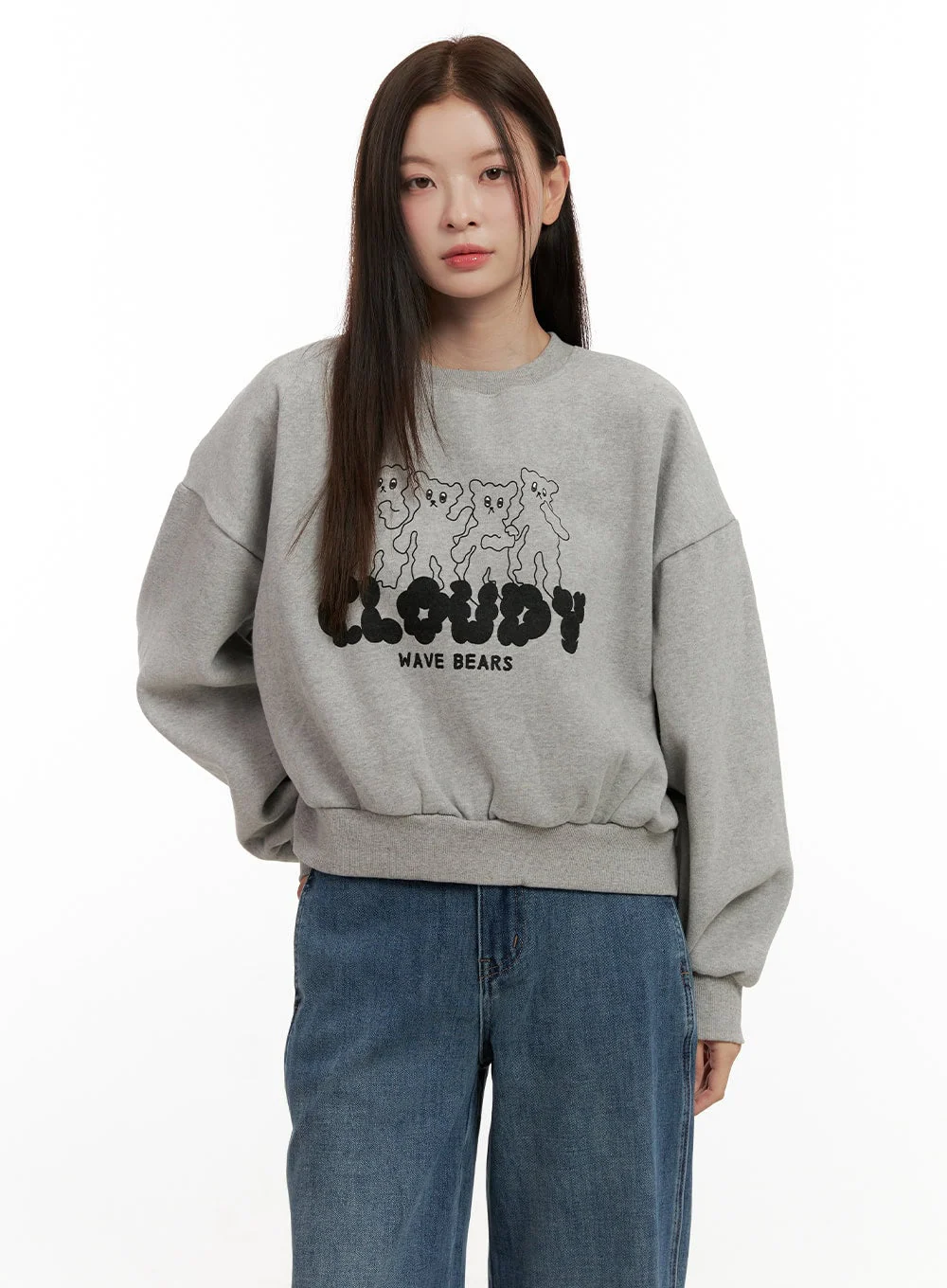 Bear Graphic Long Sleeve Crewneck ON422 - Image 10