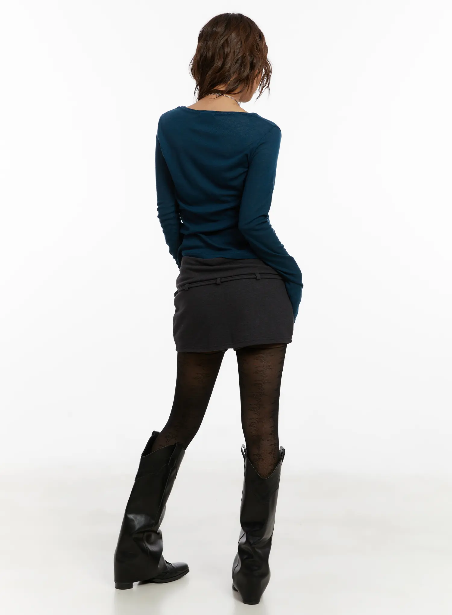 Belted Cotton Mini Skirt CD517 - Image 7