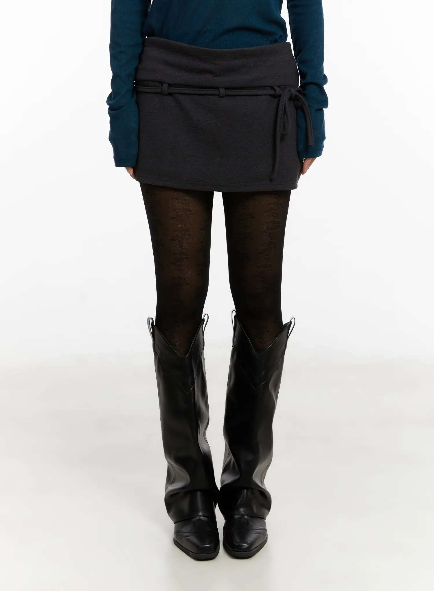 Belted Cotton Mini Skirt CD517 - Image 9
