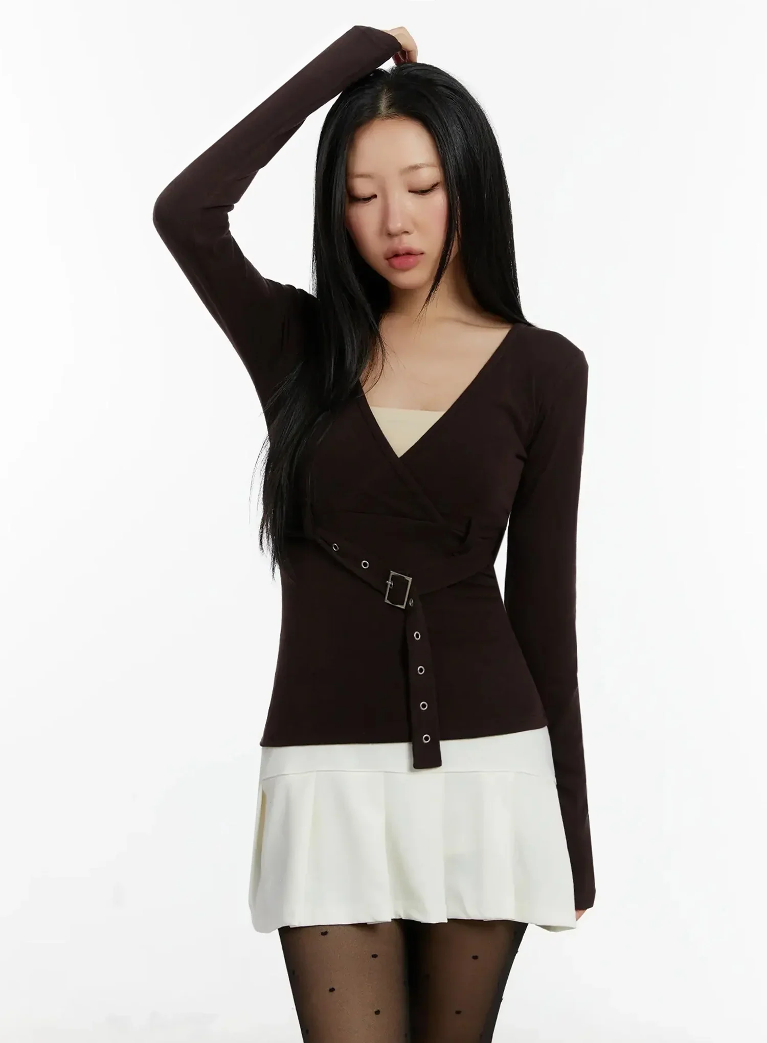 Belted Wrap Long Sleeve Top ID525 - Image 14