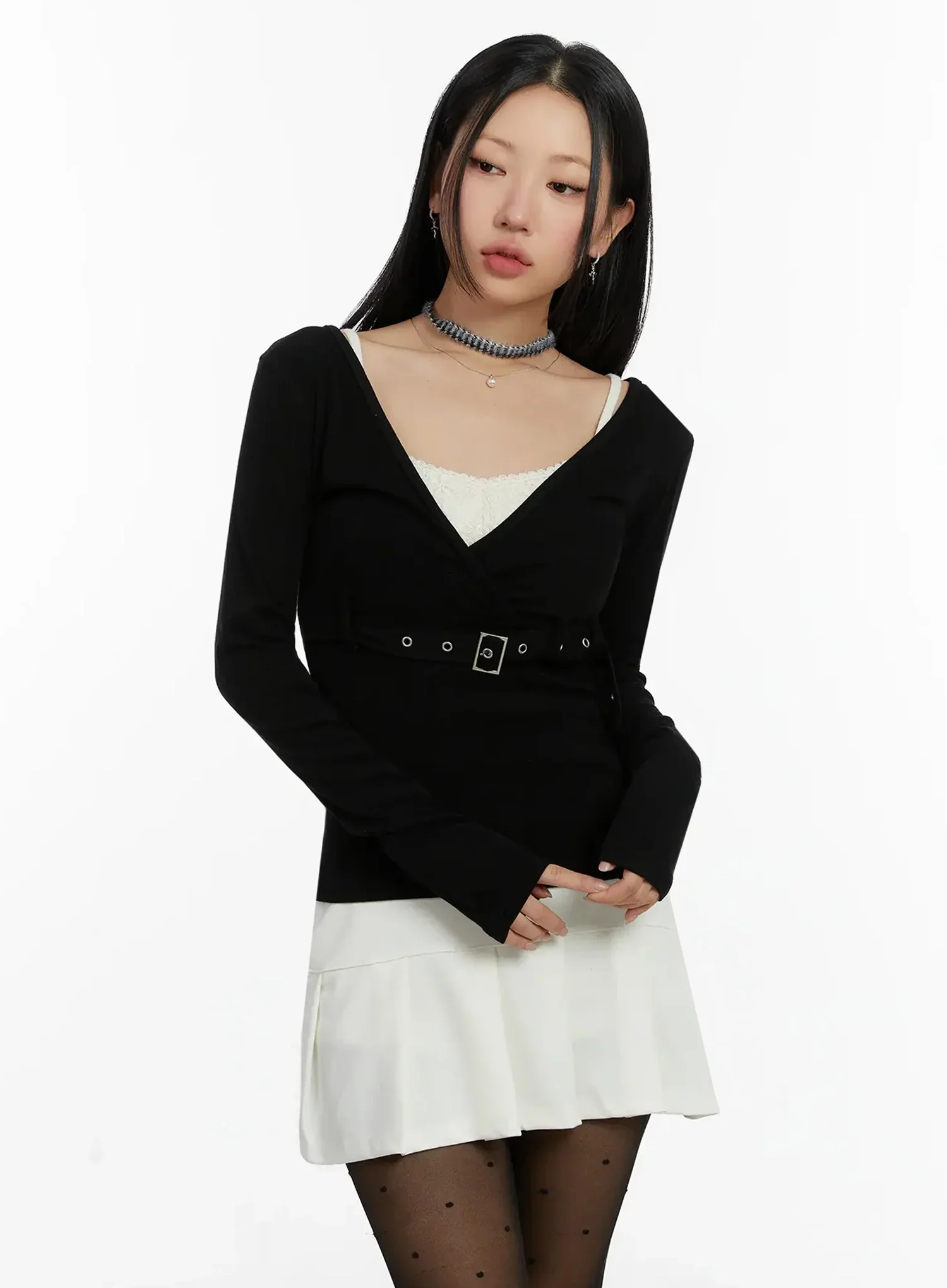 Belted Wrap Long Sleeve Top ID525 - Image 6