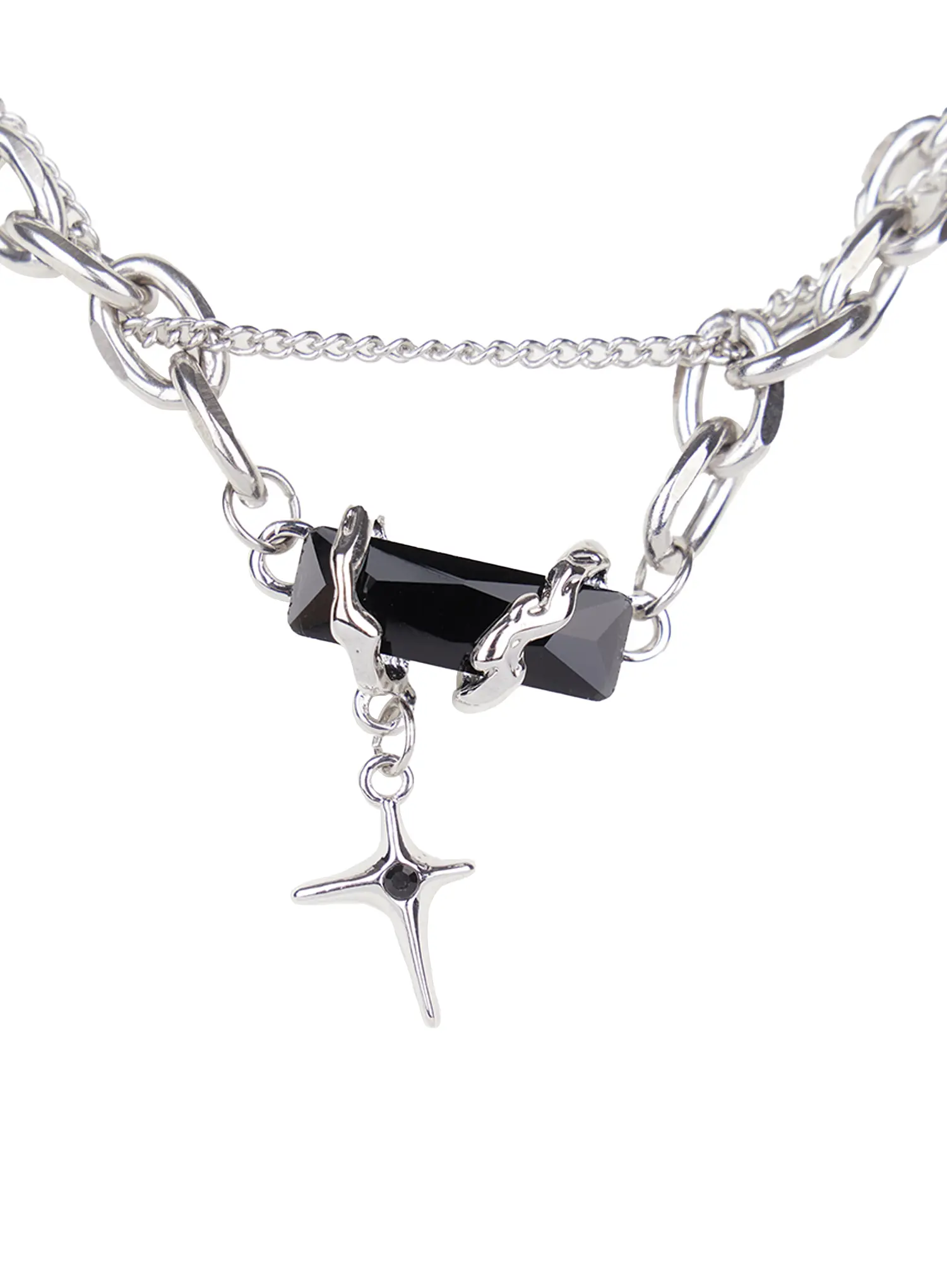 Black Crystal Pendant Necklace CG526 - Image 4