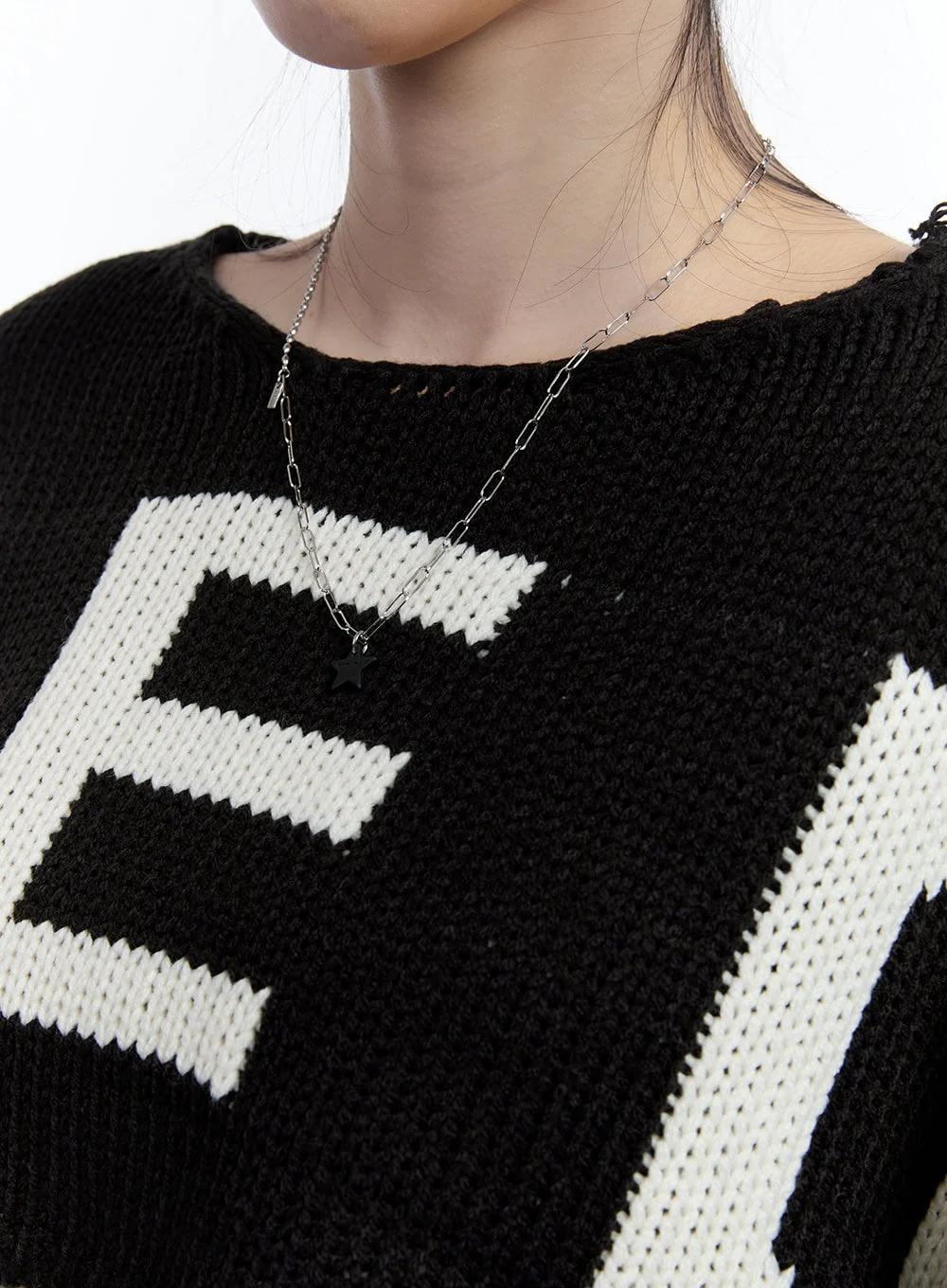 Black Stars Clip Necklace CJ521 - Image 3