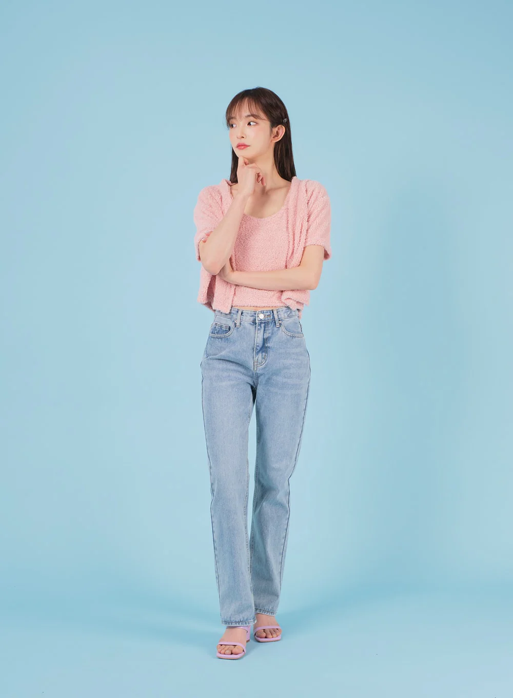 Bleached Boot-cut Denim Jeans BA04 - Image 4