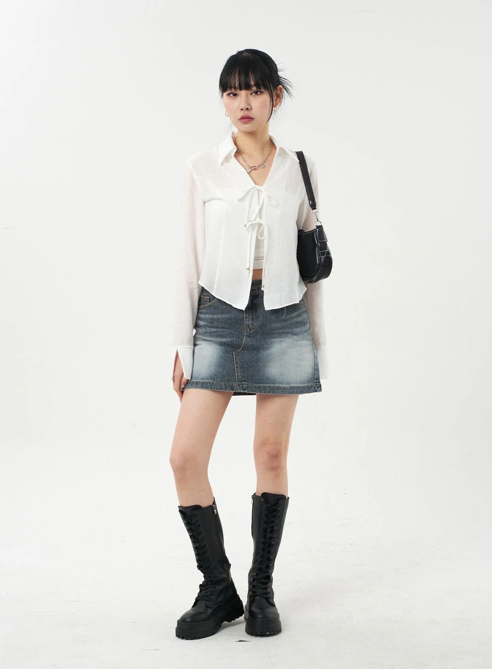 Blue Denim Mini Skirt CA327 - Image 11