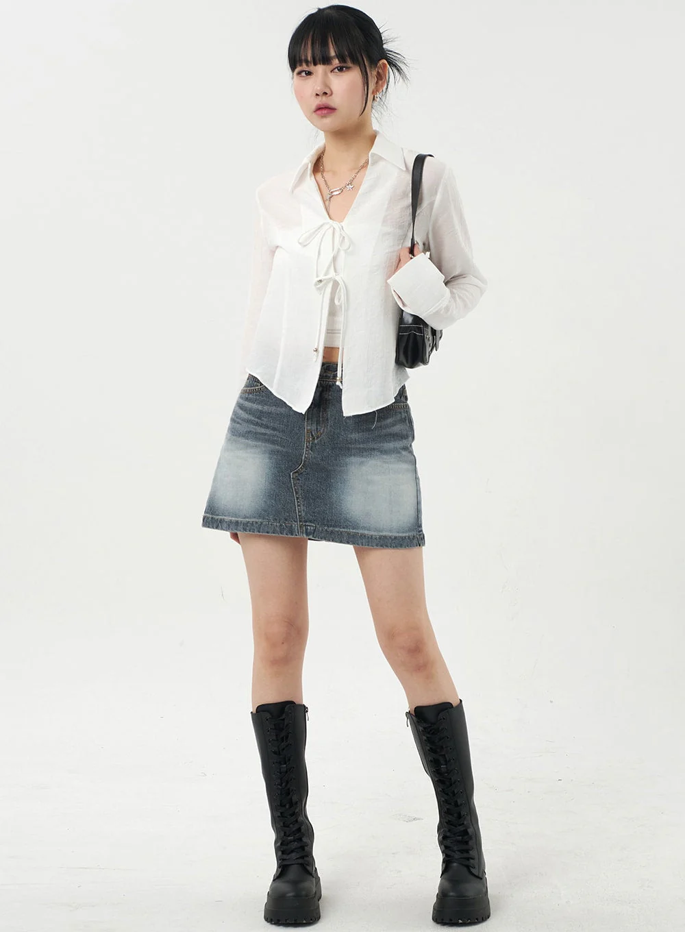 Blue Denim Mini Skirt CA327 - Image 2