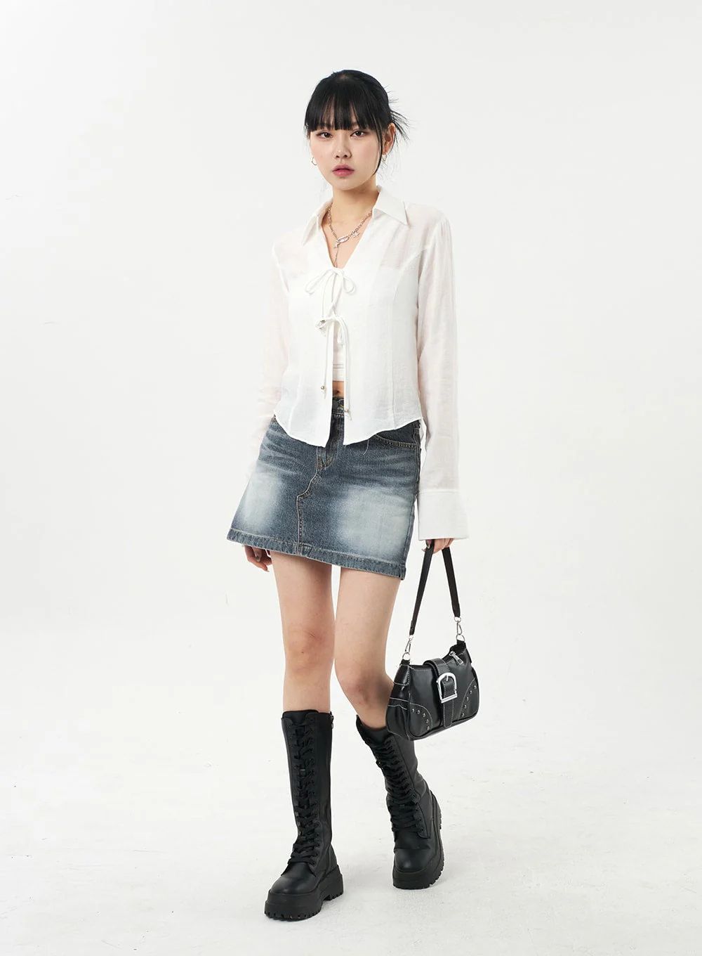 Blue Denim Mini Skirt CA327 - Image 5