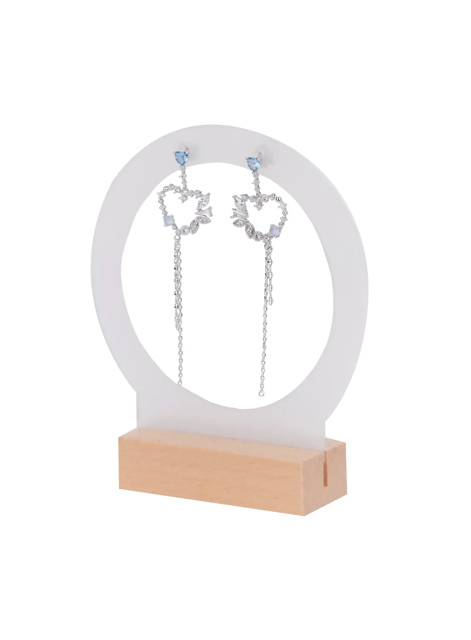 Blue-Point Heart Drop Earrings IN510 - Image 6