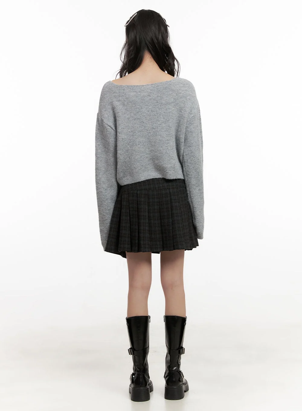 Boat-Neck Buttoned Knit Cardigan CJ501 - Image 7