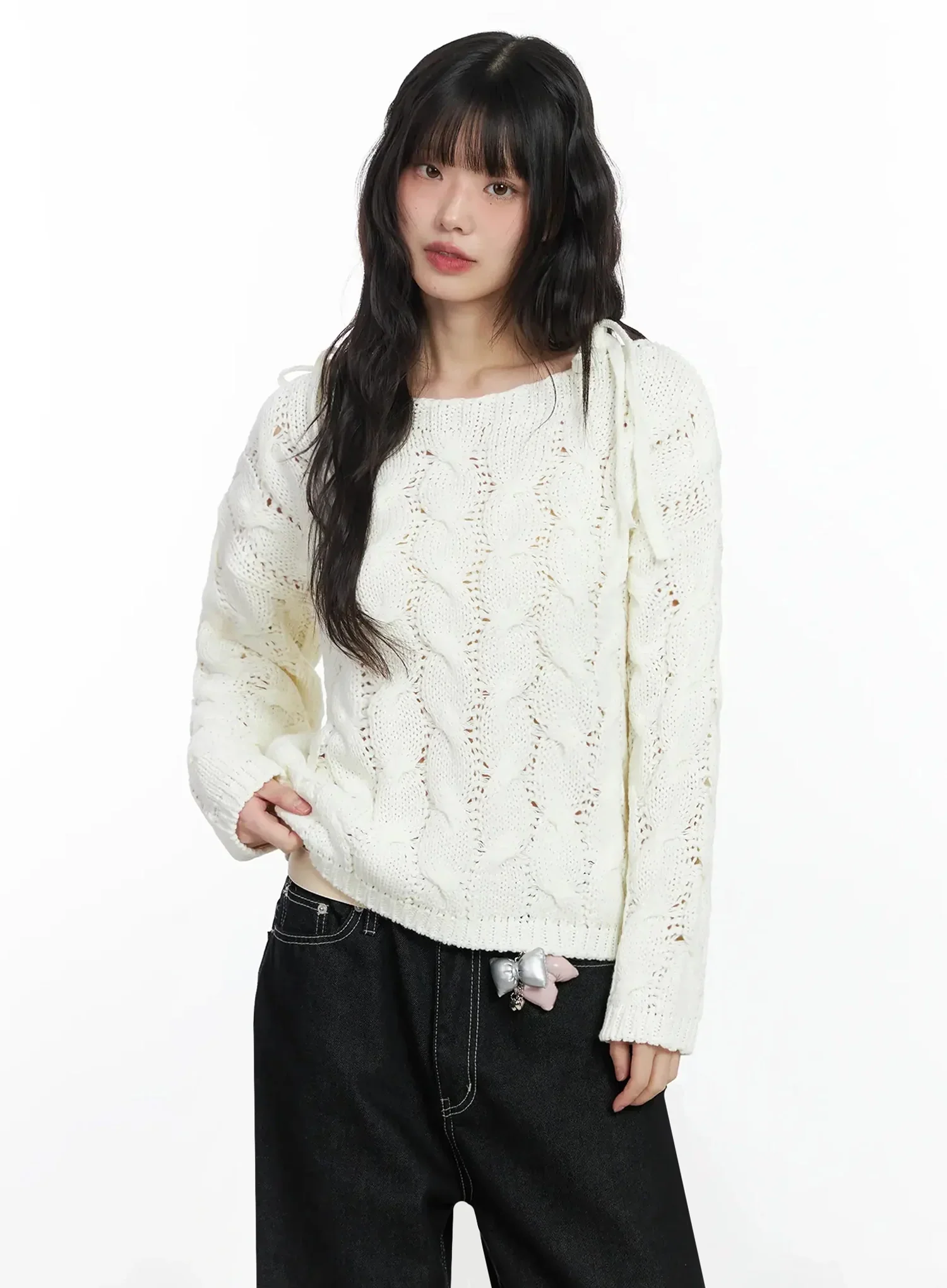 Boat Neck Cable Knit Top IF505 - Image 13