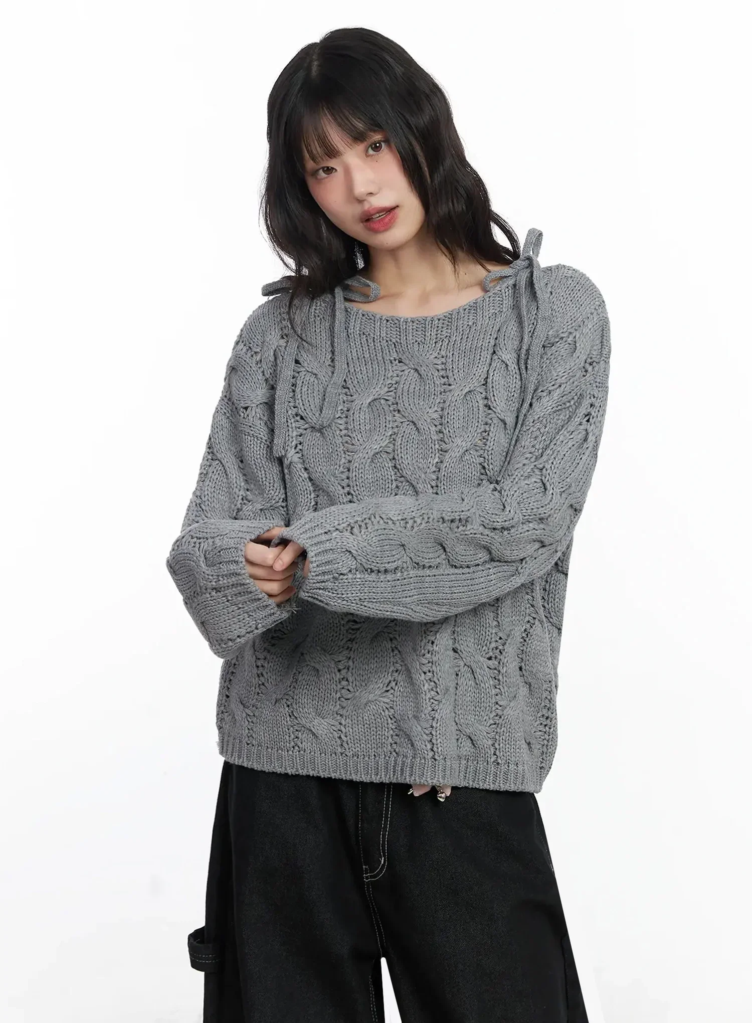 Boat Neck Cable Knit Top IF505 - Image 15