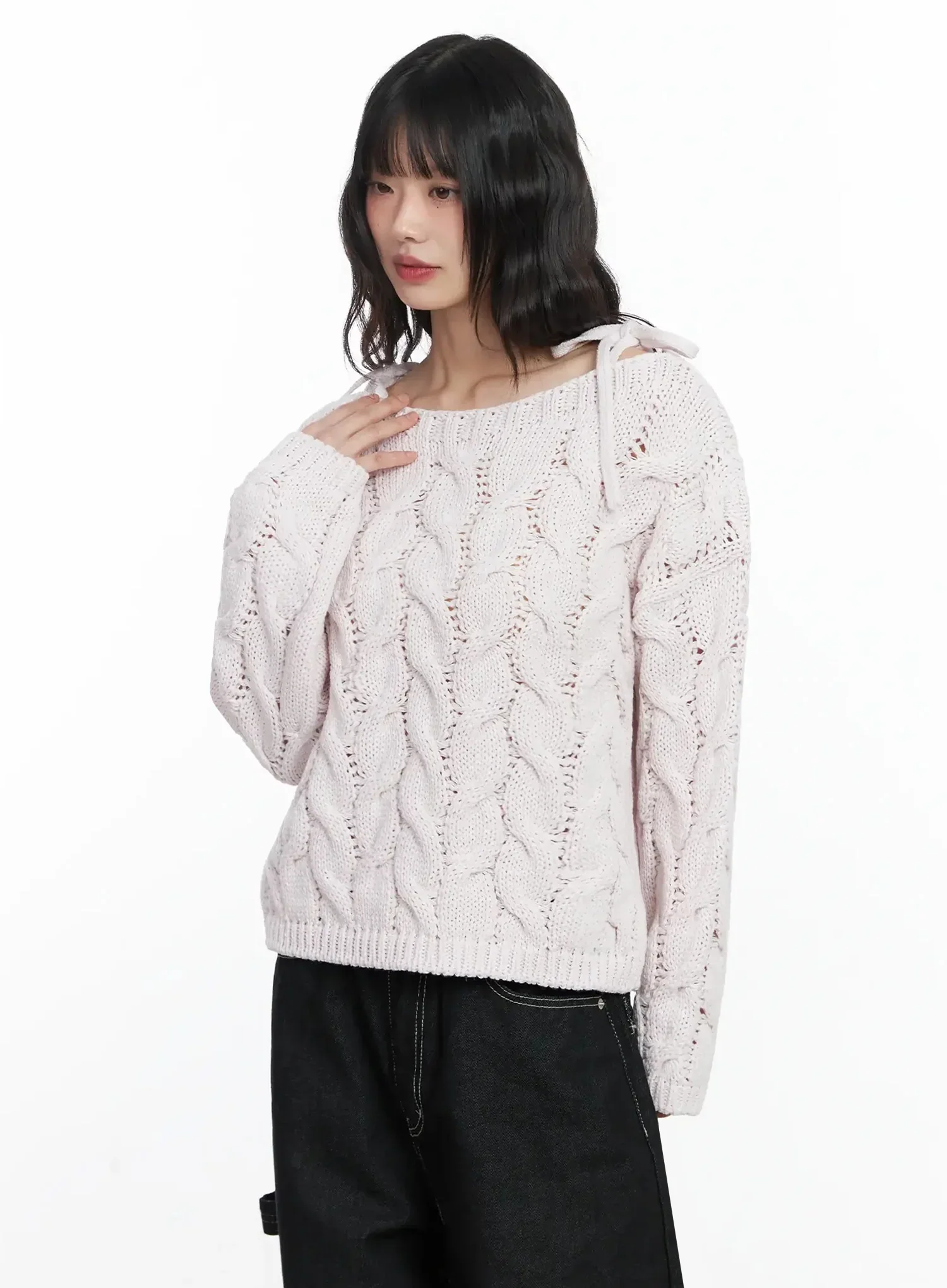 Boat Neck Cable Knit Top IF505 - Image 3