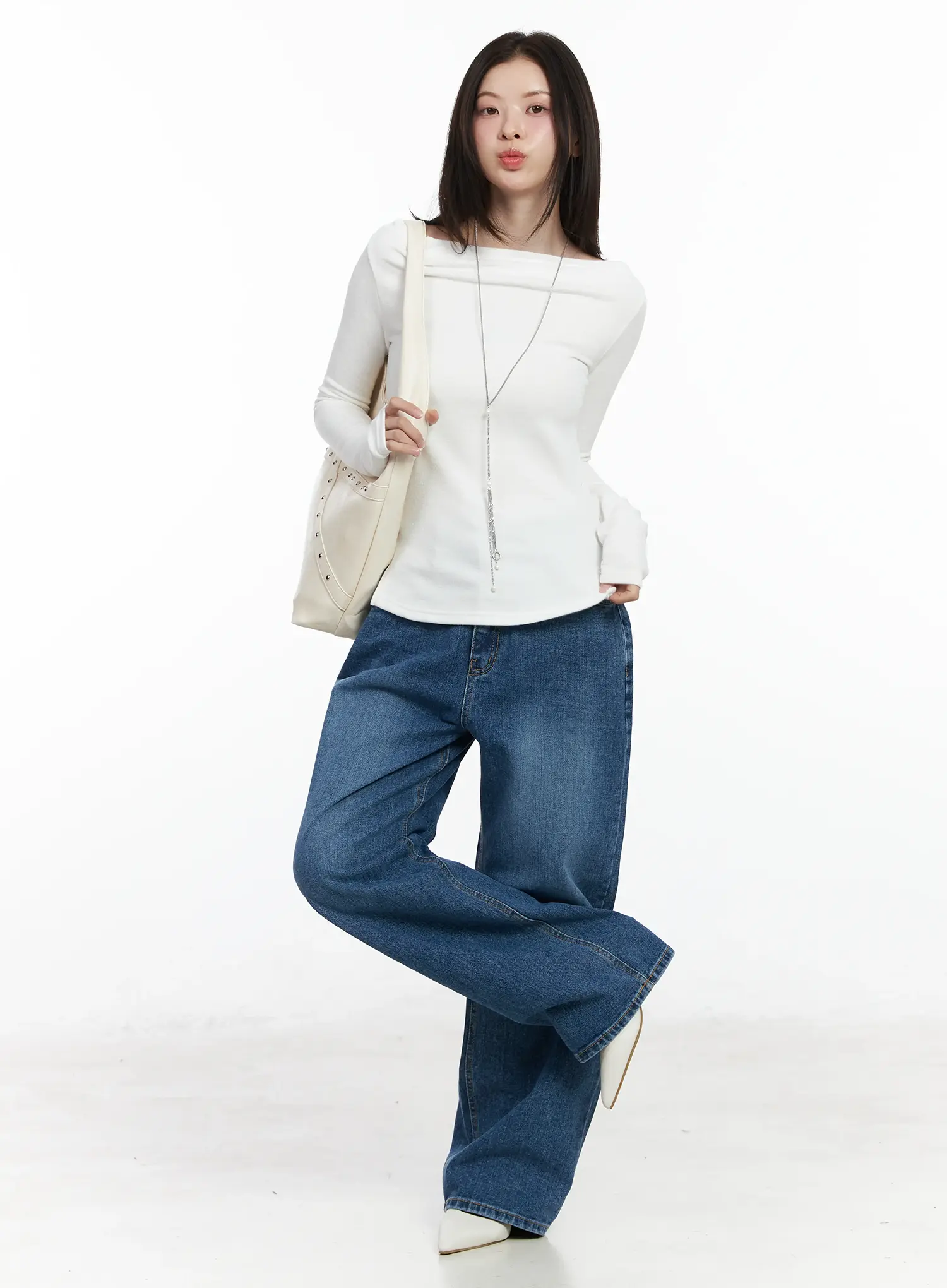 Boat Neck Slit Side Long Sleeve Top IF524 - Image 9