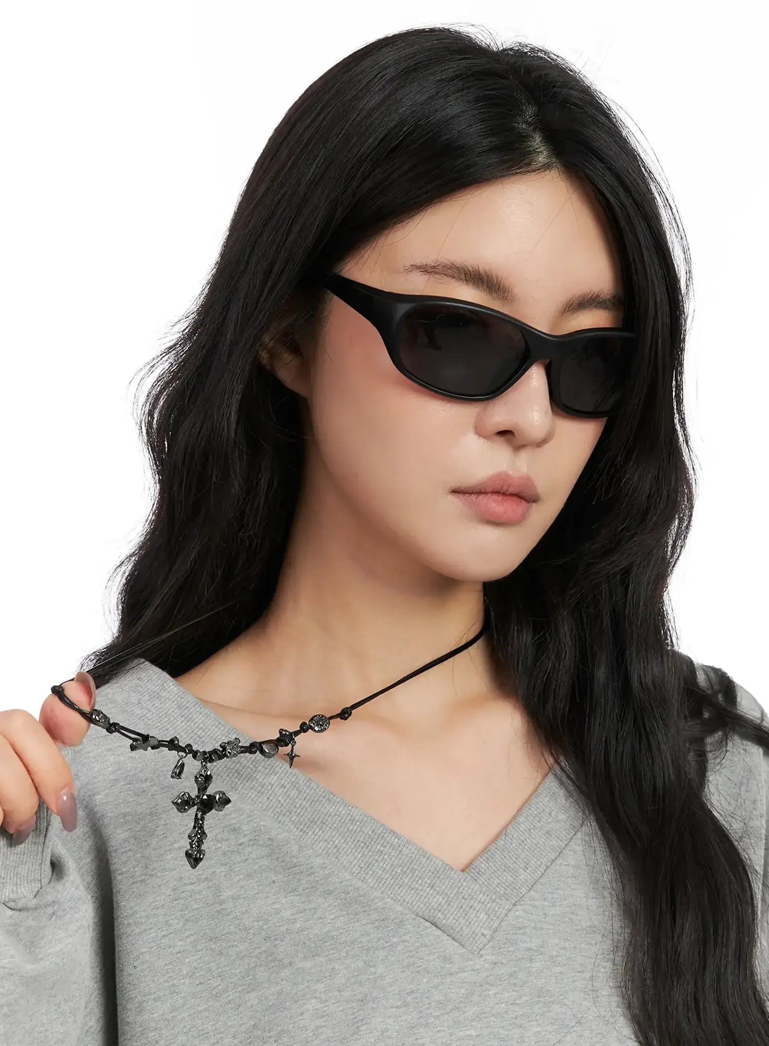 Bold Metallic Pendant Cord Necklace IN510 - Image 2