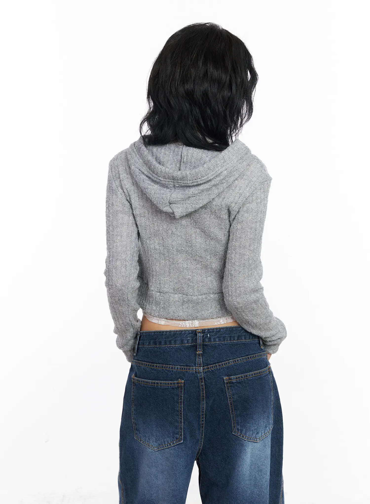 Boucle Knit Crop Hoodie CJ522 - Image 7