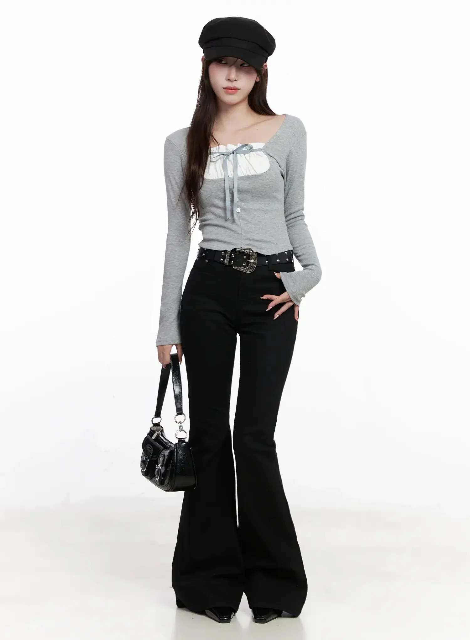 Bow Detail Long Sleeve Top IO527 - Image 2