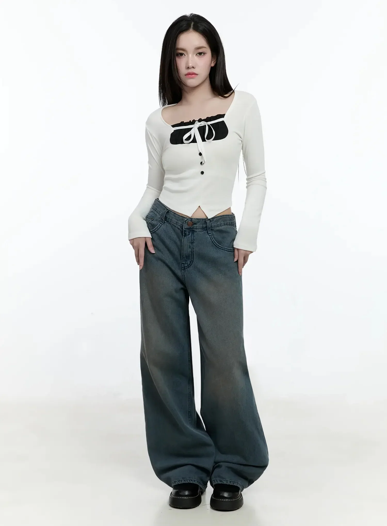 Bow Detail Long Sleeve Top IO527 - Image 8