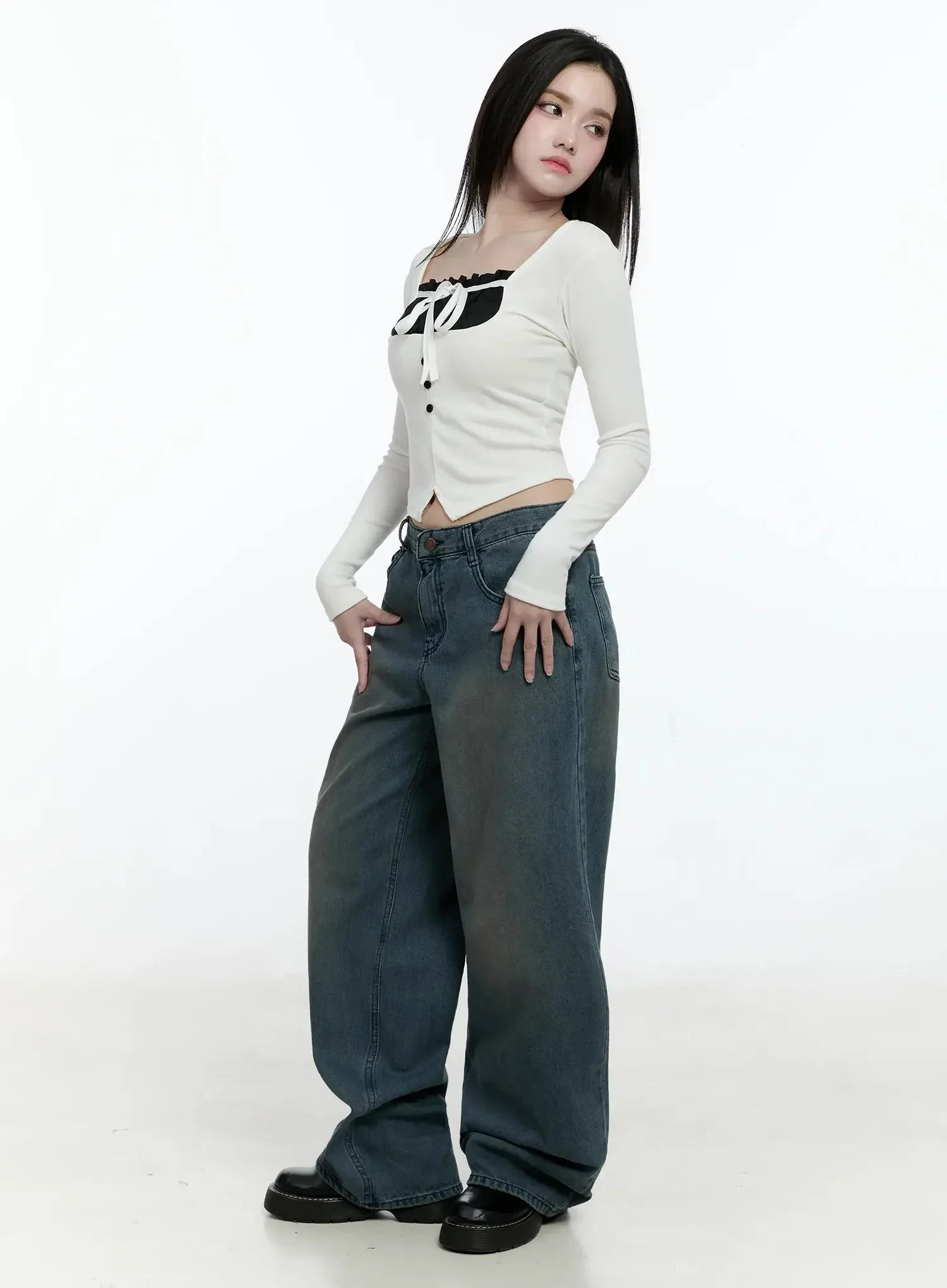 Bow Detail Long Sleeve Top IO527 - Image 9