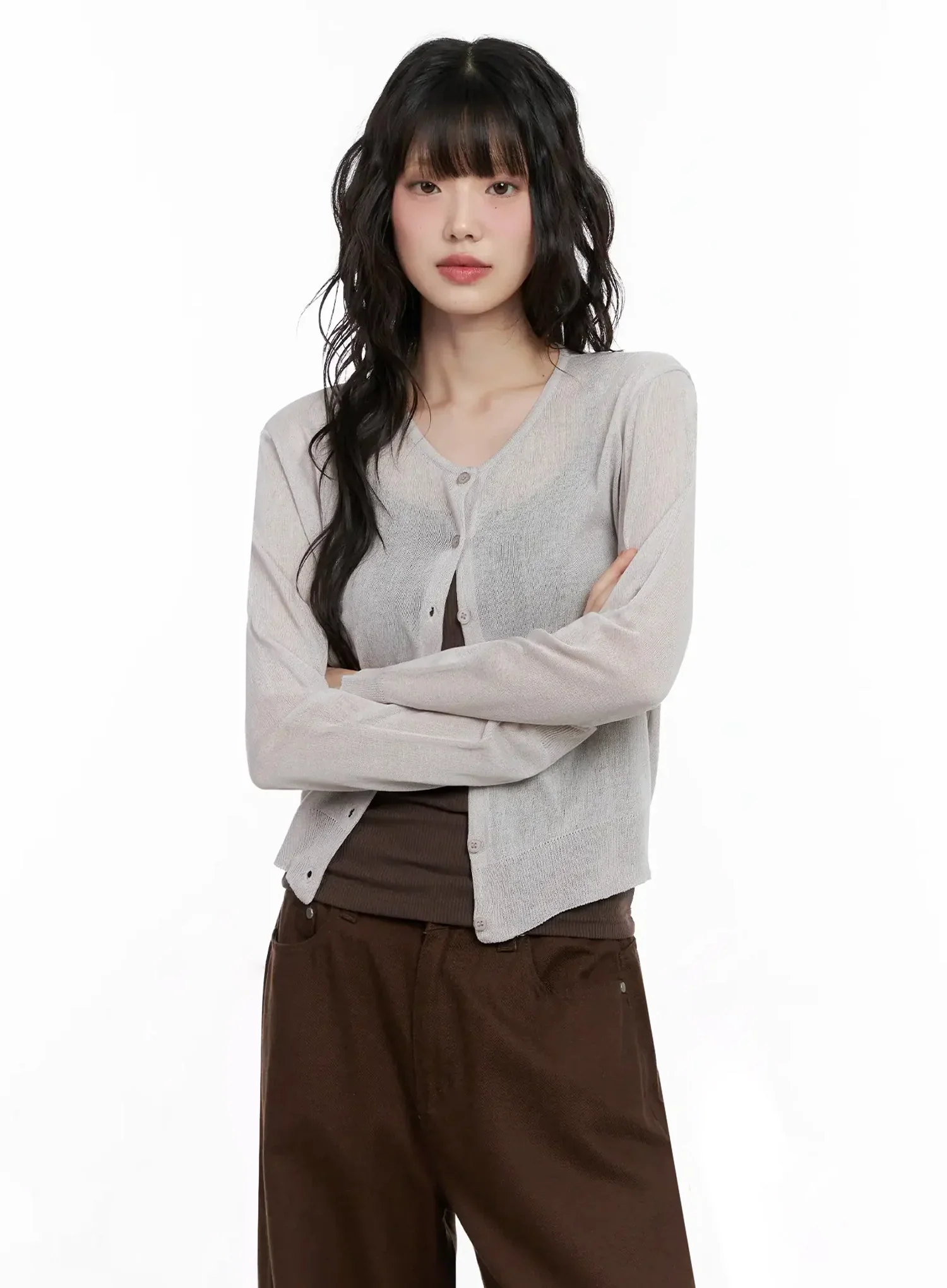 Brown Sheer Cardigan IL531 - Image 6
