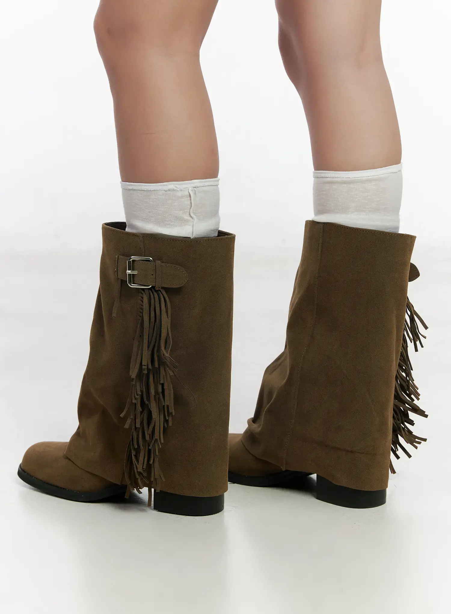 Brown Suede Fringe Boots CF503 - Image 5