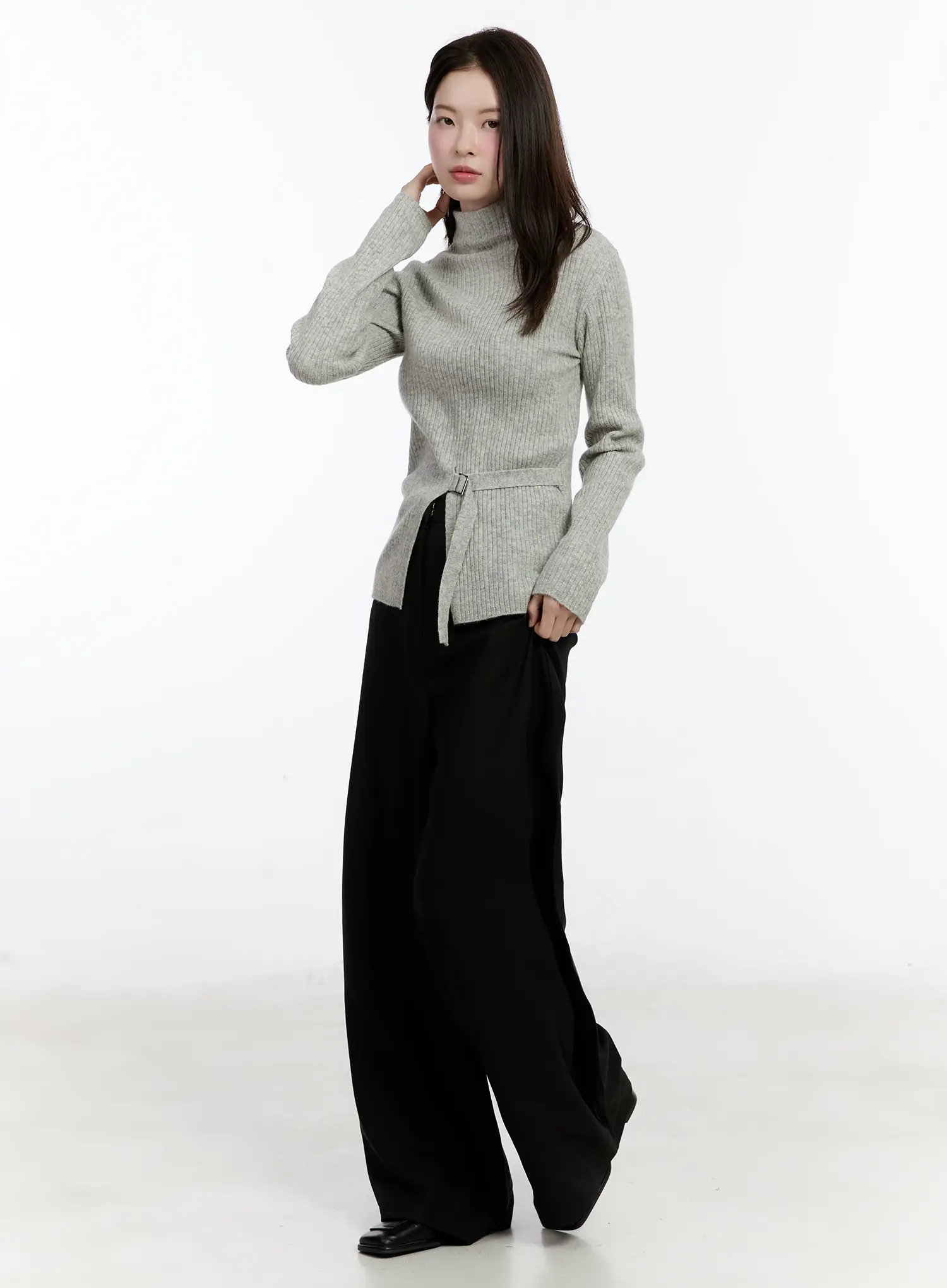 Buckle Ribbed Half Turtleneck Sweater - Image 6