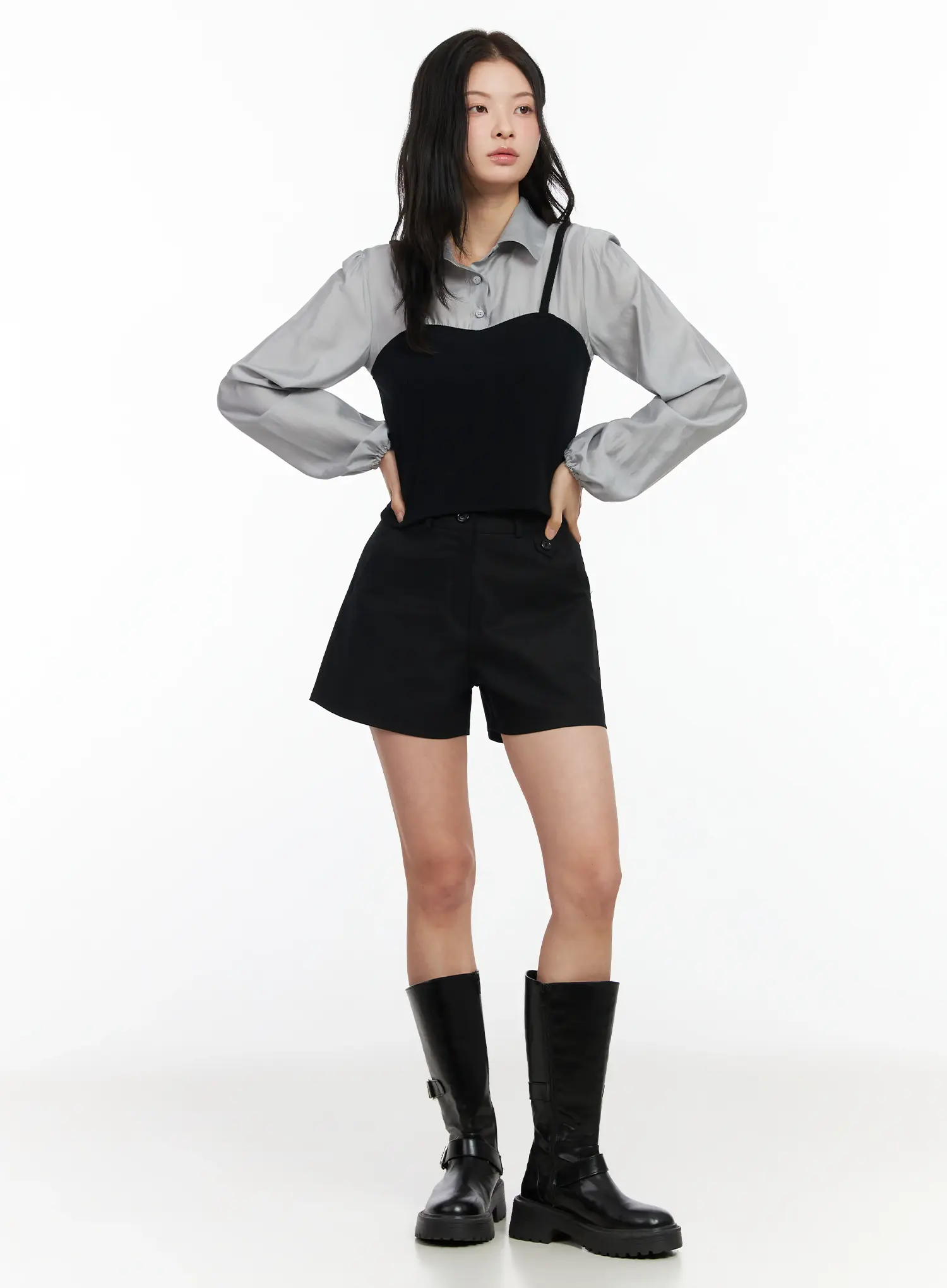 Button Detail Cotton Shorts IM524 - Image 3