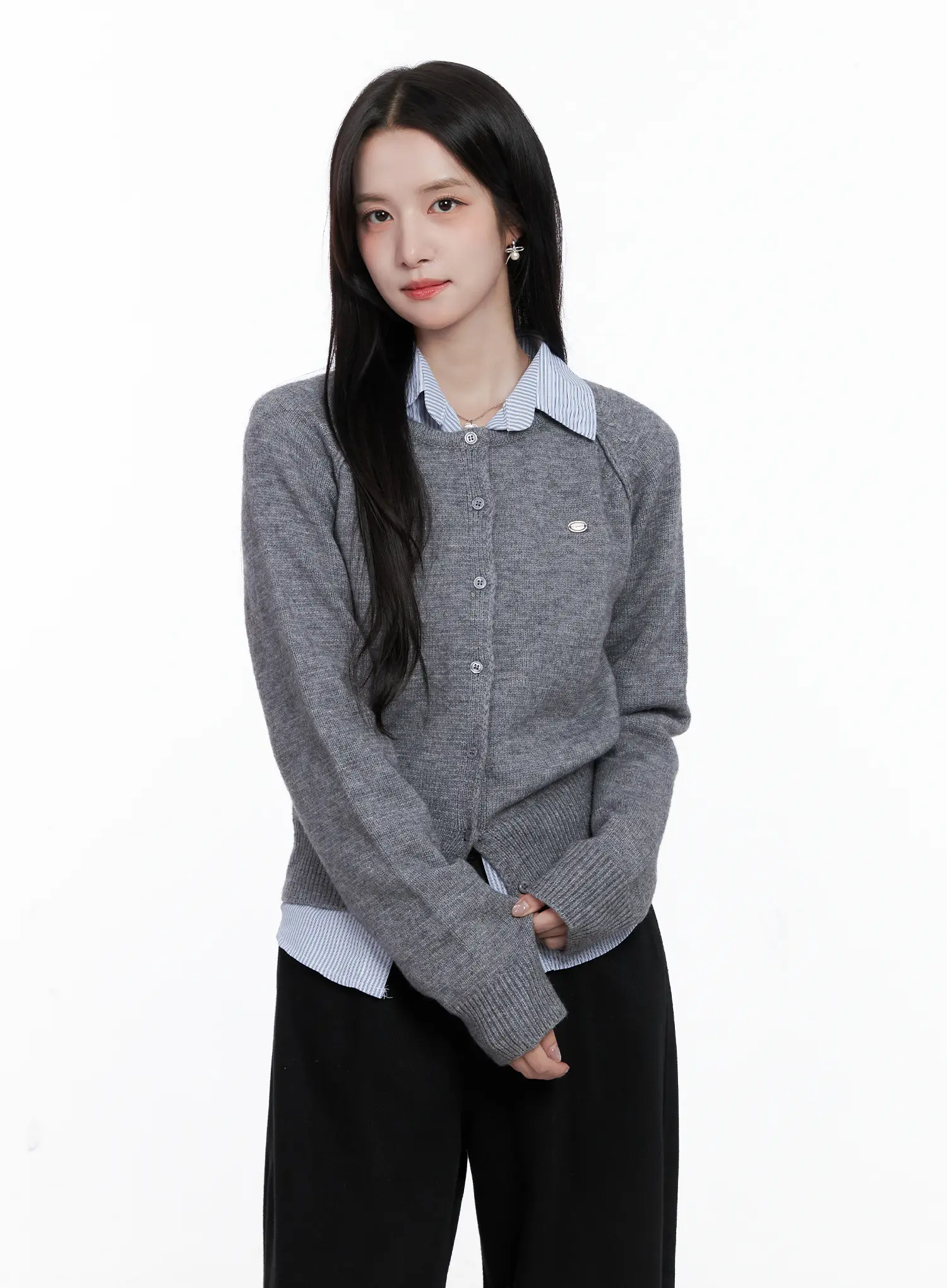 Button-Up Crewneck Cardigan CS523 - Image 3