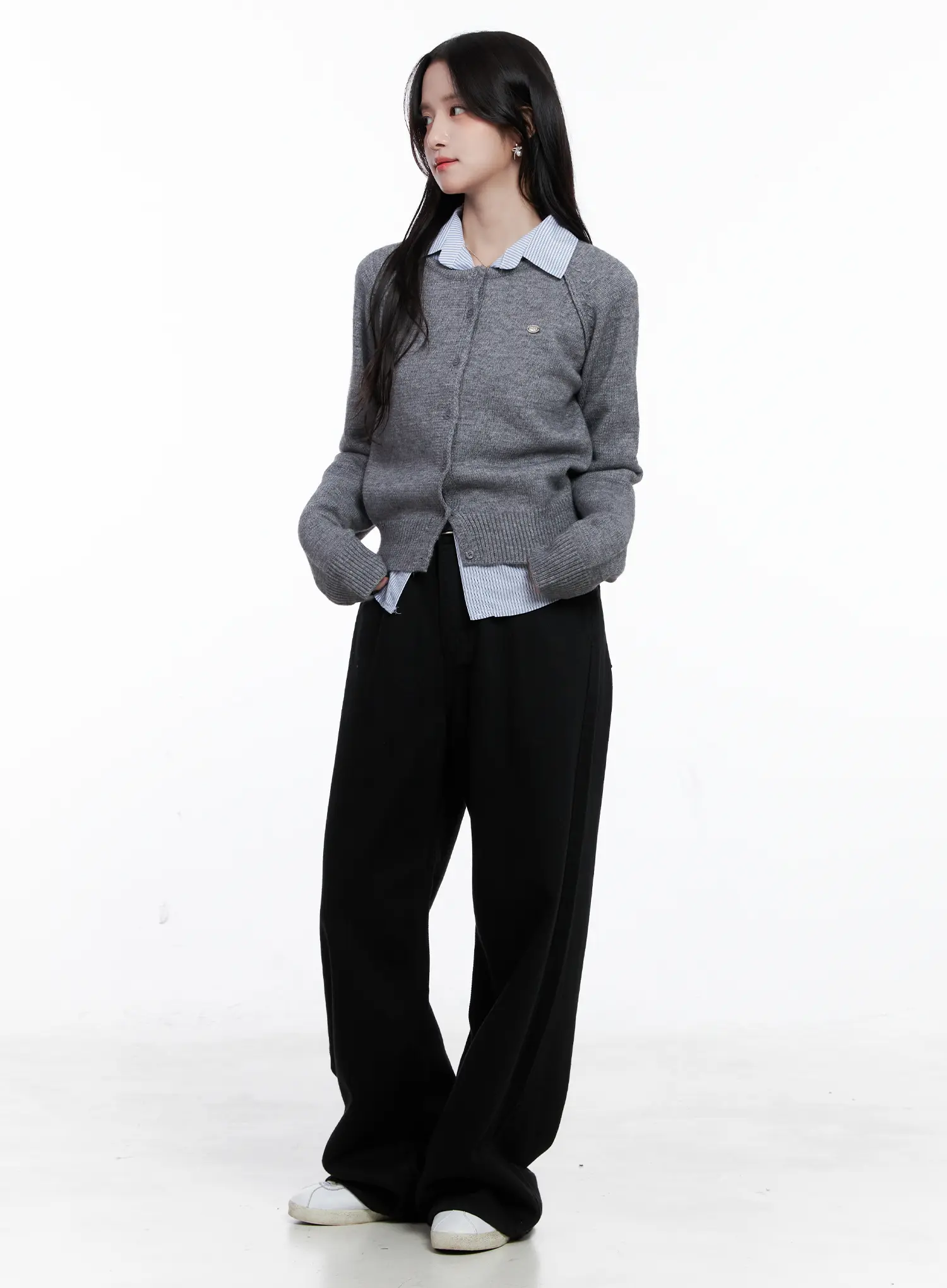 Button-Up Crewneck Cardigan CS523 - Image 5