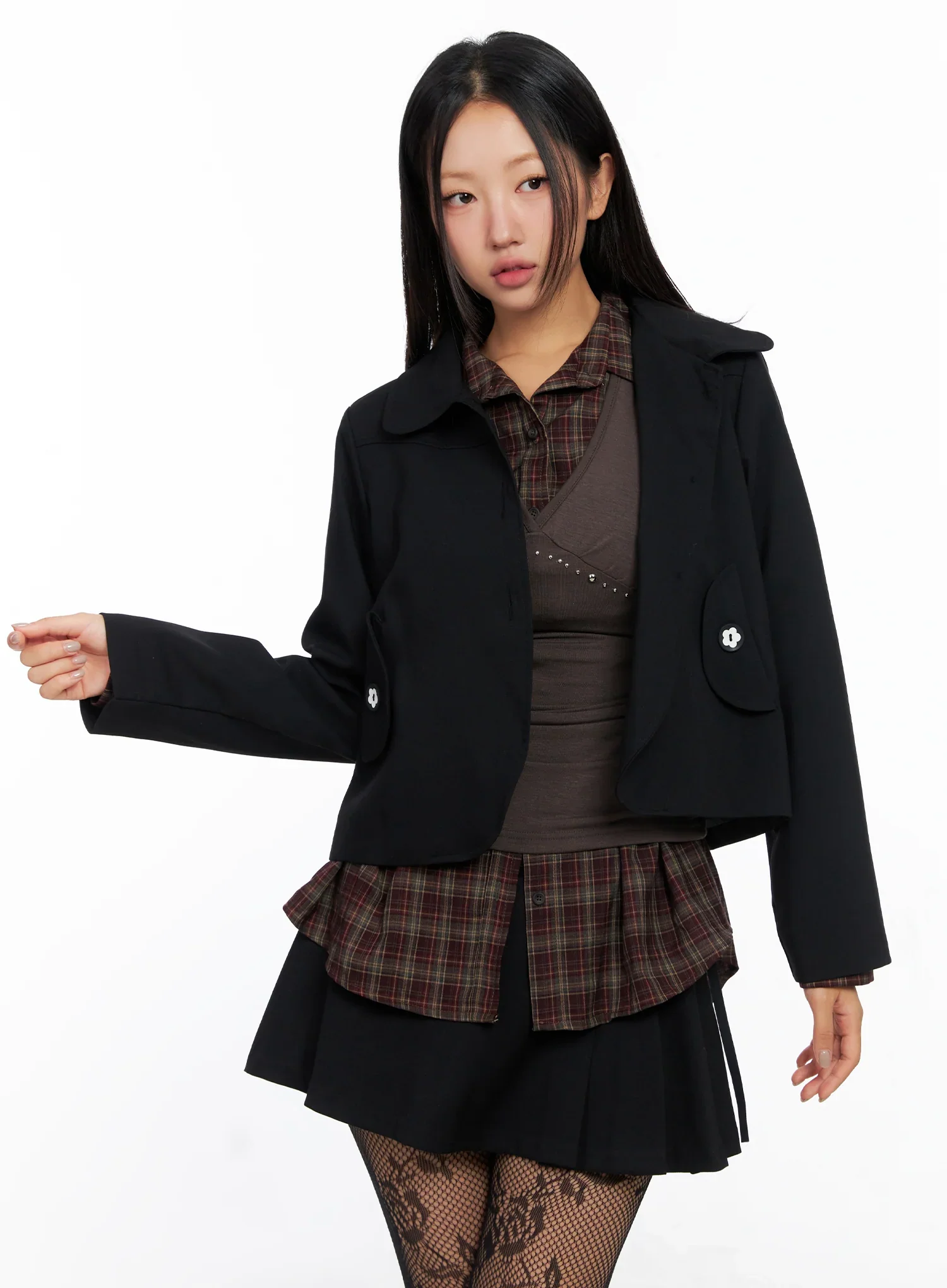 Button-Up Cropped Jacket CO515 - Image 3