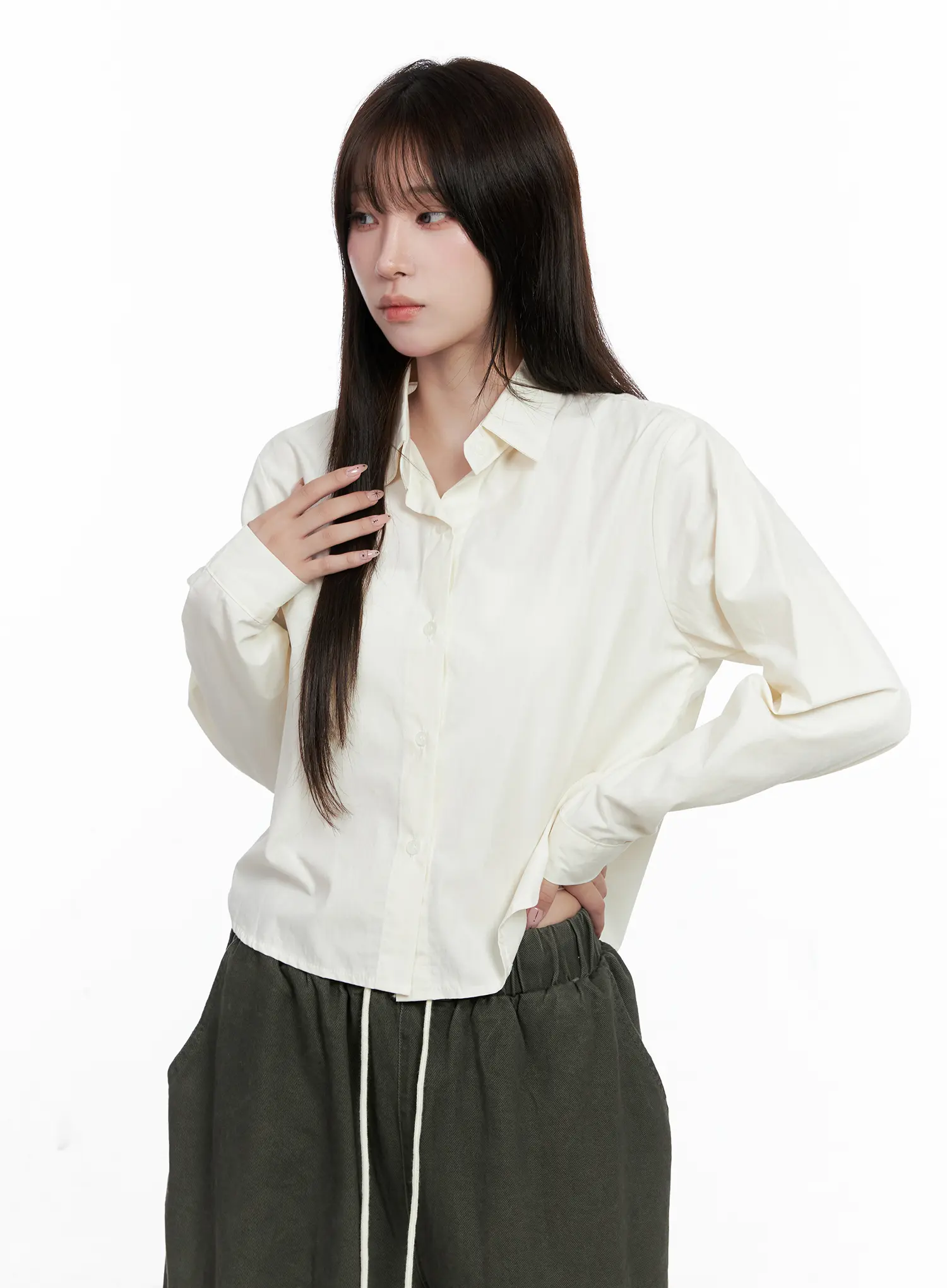 Button-Up Long Sleeve Crop Top CO520 - Image 10