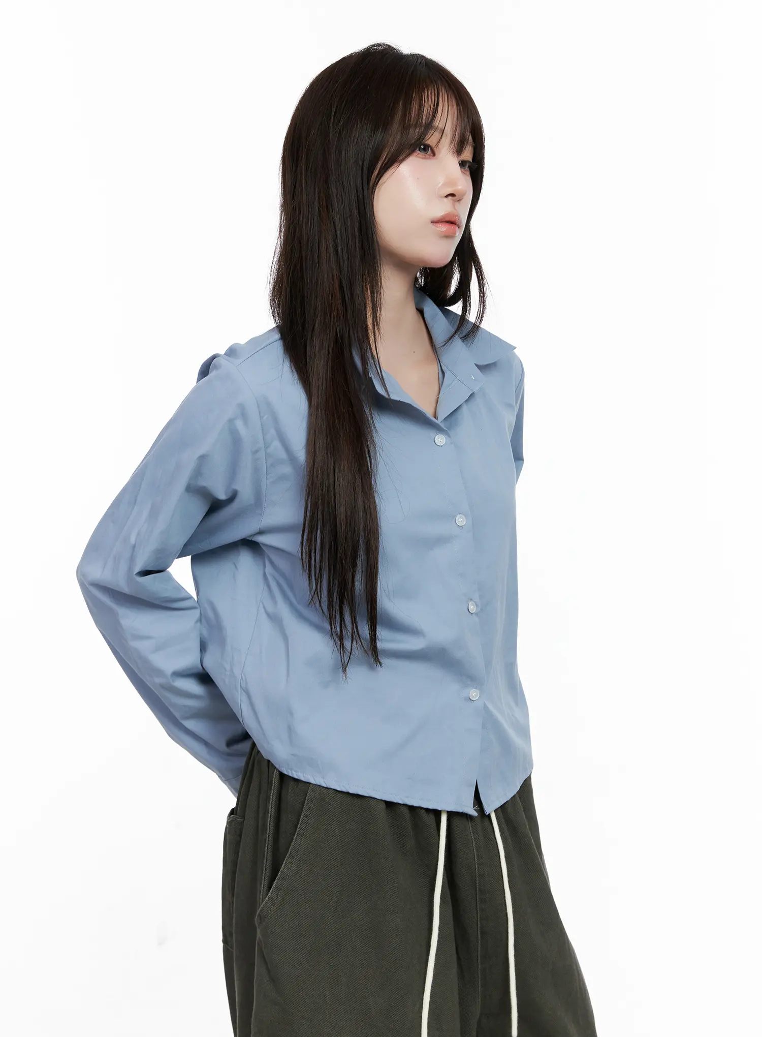 Button-Up Long Sleeve Crop Top CO520 - Image 11
