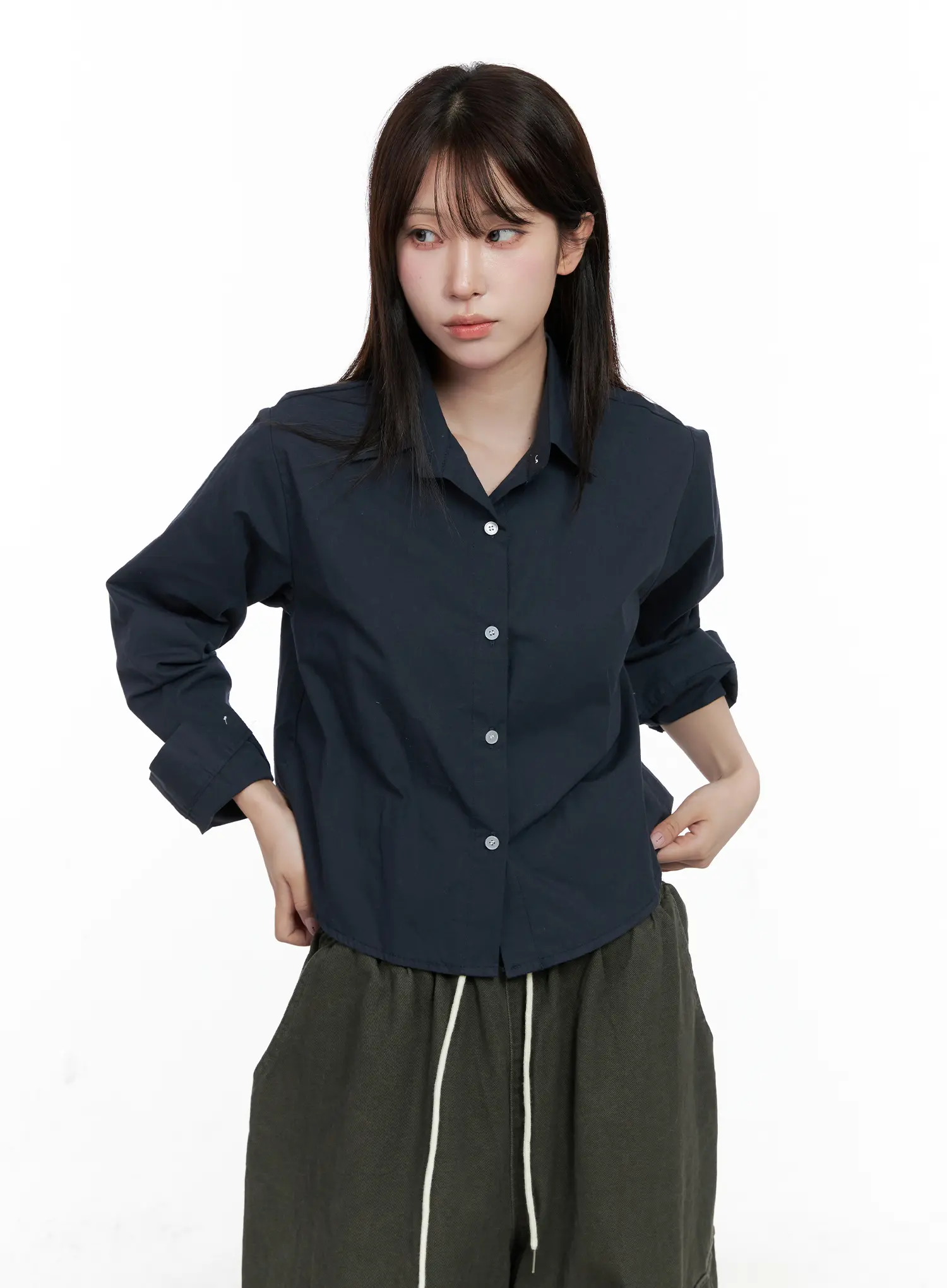Button-Up Long Sleeve Crop Top CO520 - Image 12
