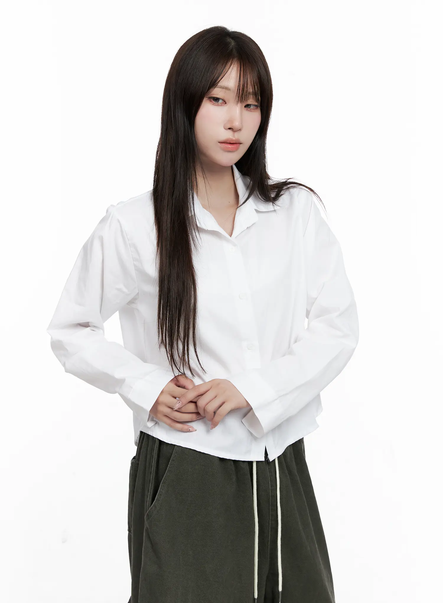 Button-Up Long Sleeve Crop Top CO520 - Image 13