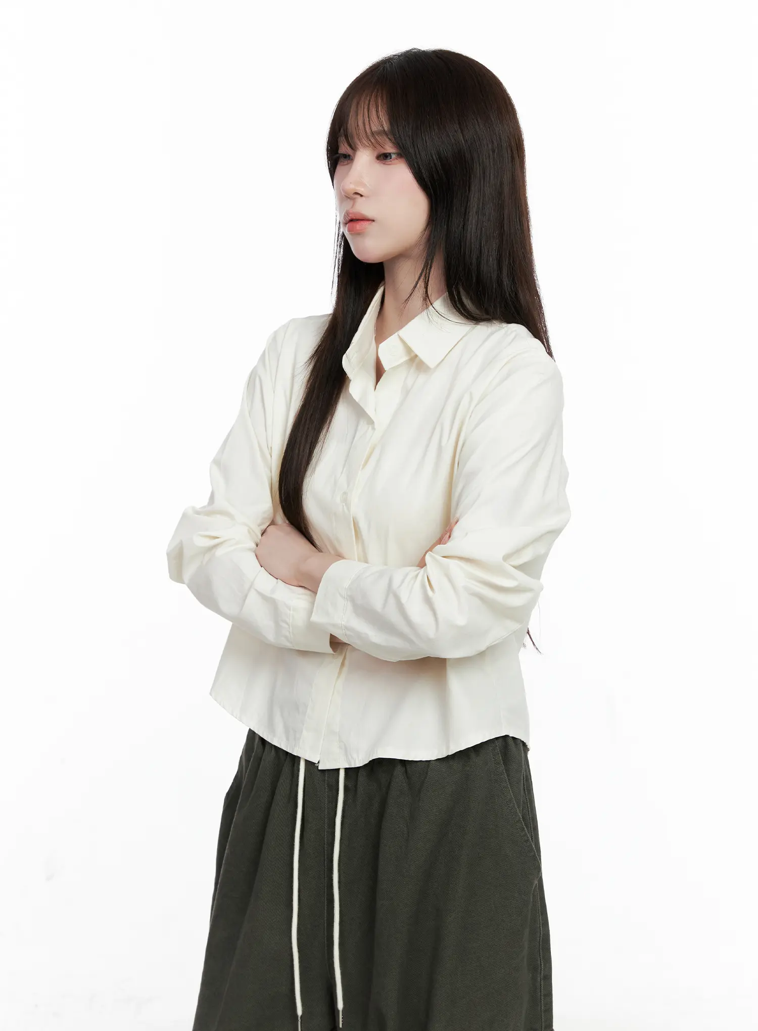 Button-Up Long Sleeve Crop Top CO520 - Image 6
