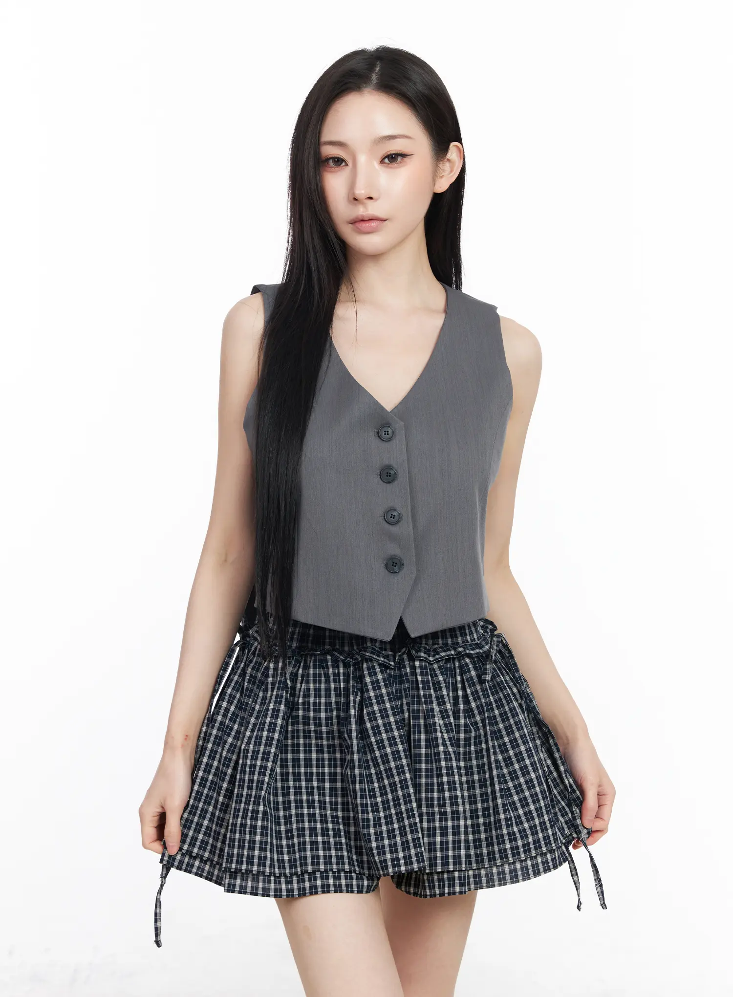 Buttoned Back Belted Crop Vest CM519 - Image 2
