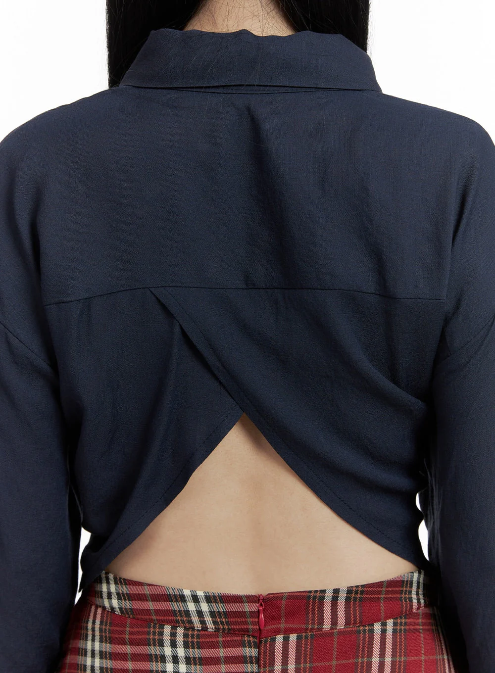 Buttoned Collar Cropped Blouse OM426 - Image 3