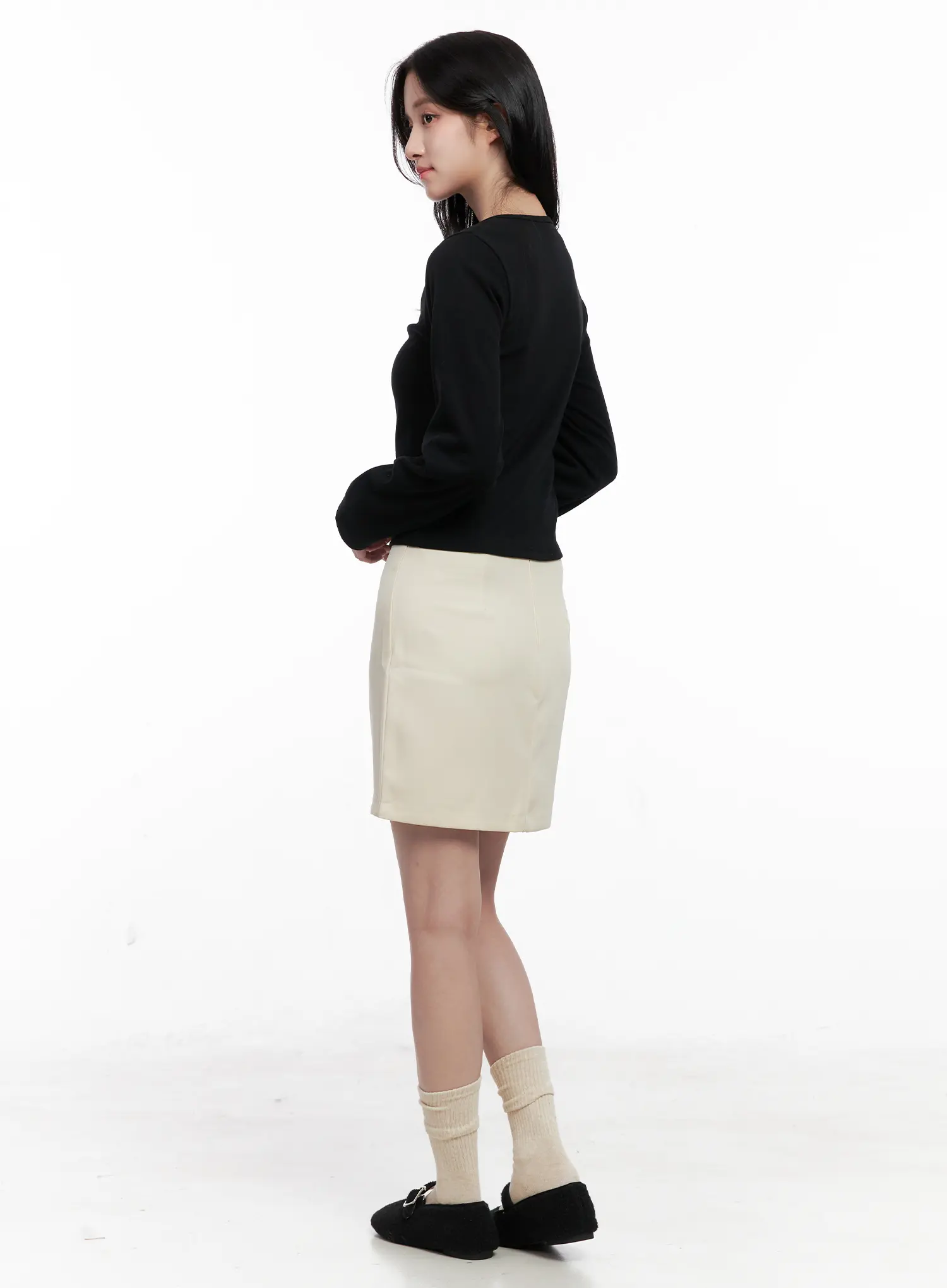Buttoned Crop Long Sleeve Top CO524 - Image 5
