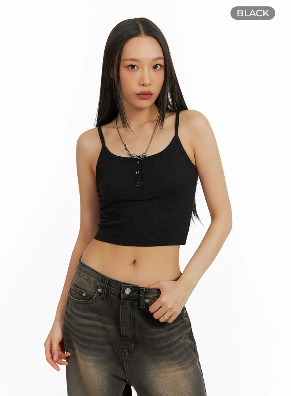 Buttoned Slim Crop Cami Top IA417 - Image 11