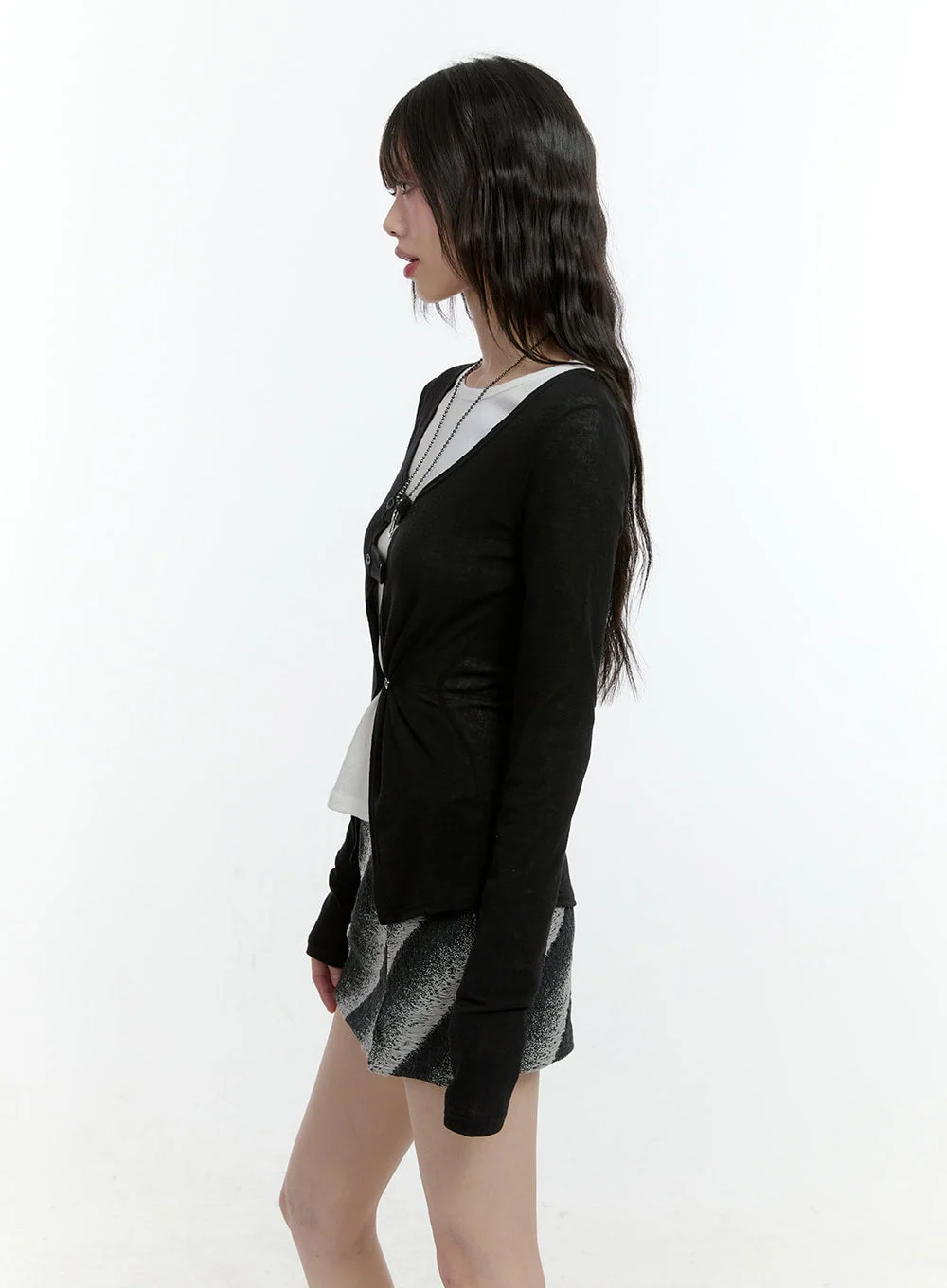 Buttoned Slim-Fit Cardigan CF507 - Image 5