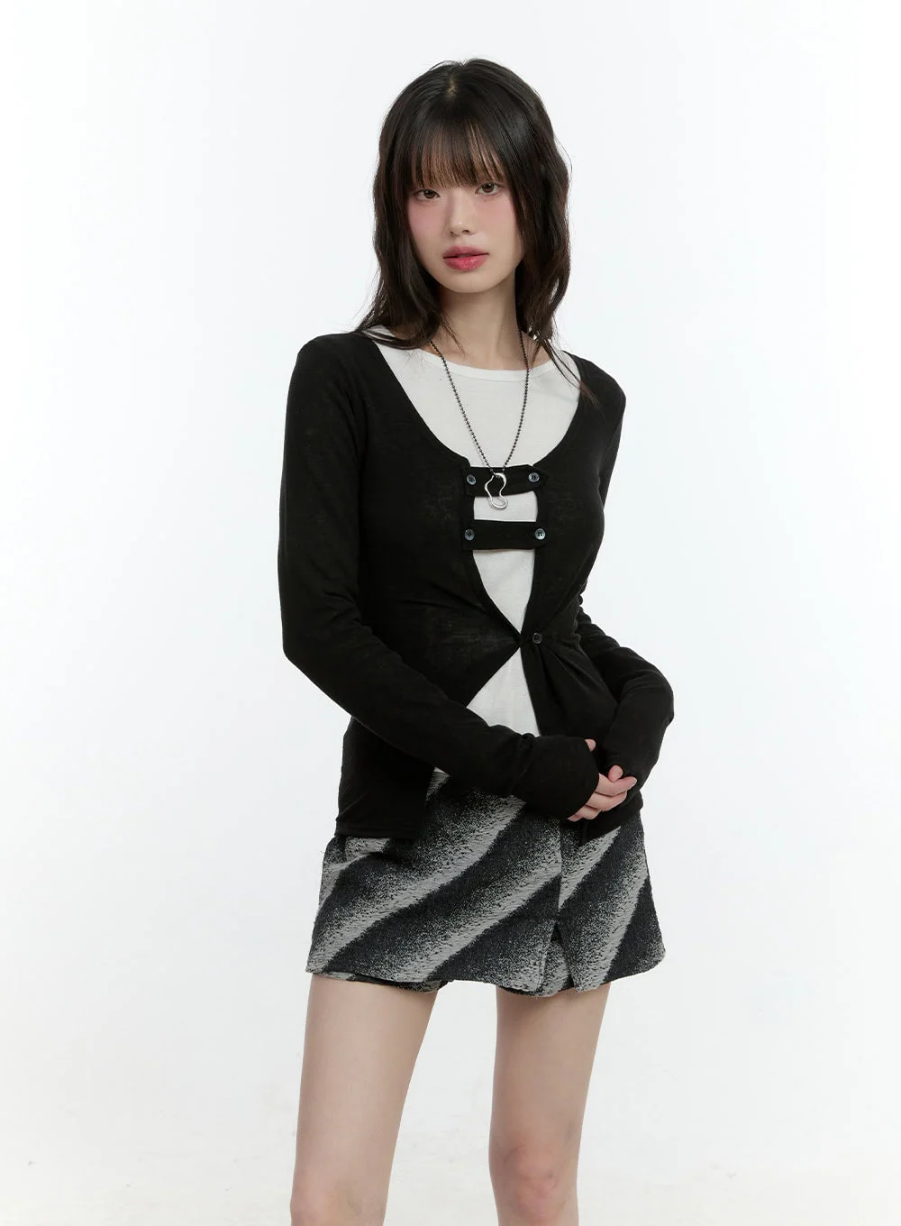 Buttoned Slim-Fit Cardigan CF507 - Image 8