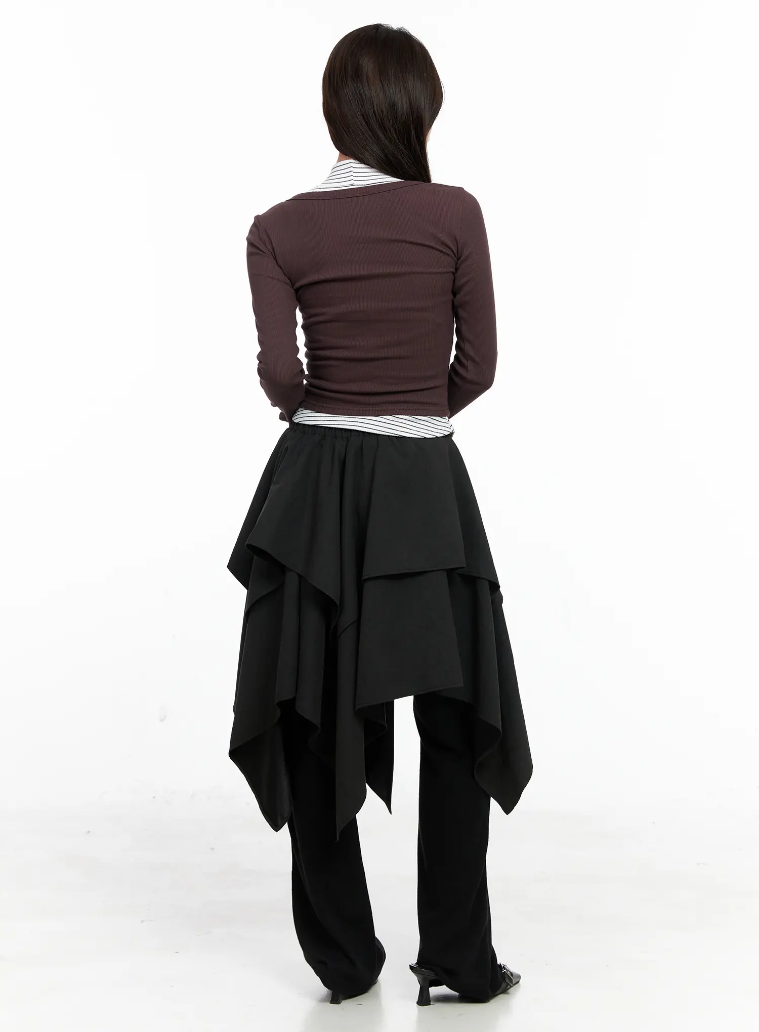 Buttoned U-neck Crop Long Sleeve Top CO521 - Image 5