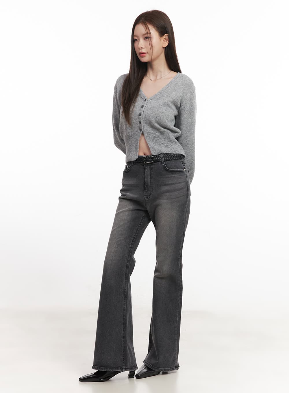 Buttoned V-Neck Cropped Cardigan CA502 - Image 4