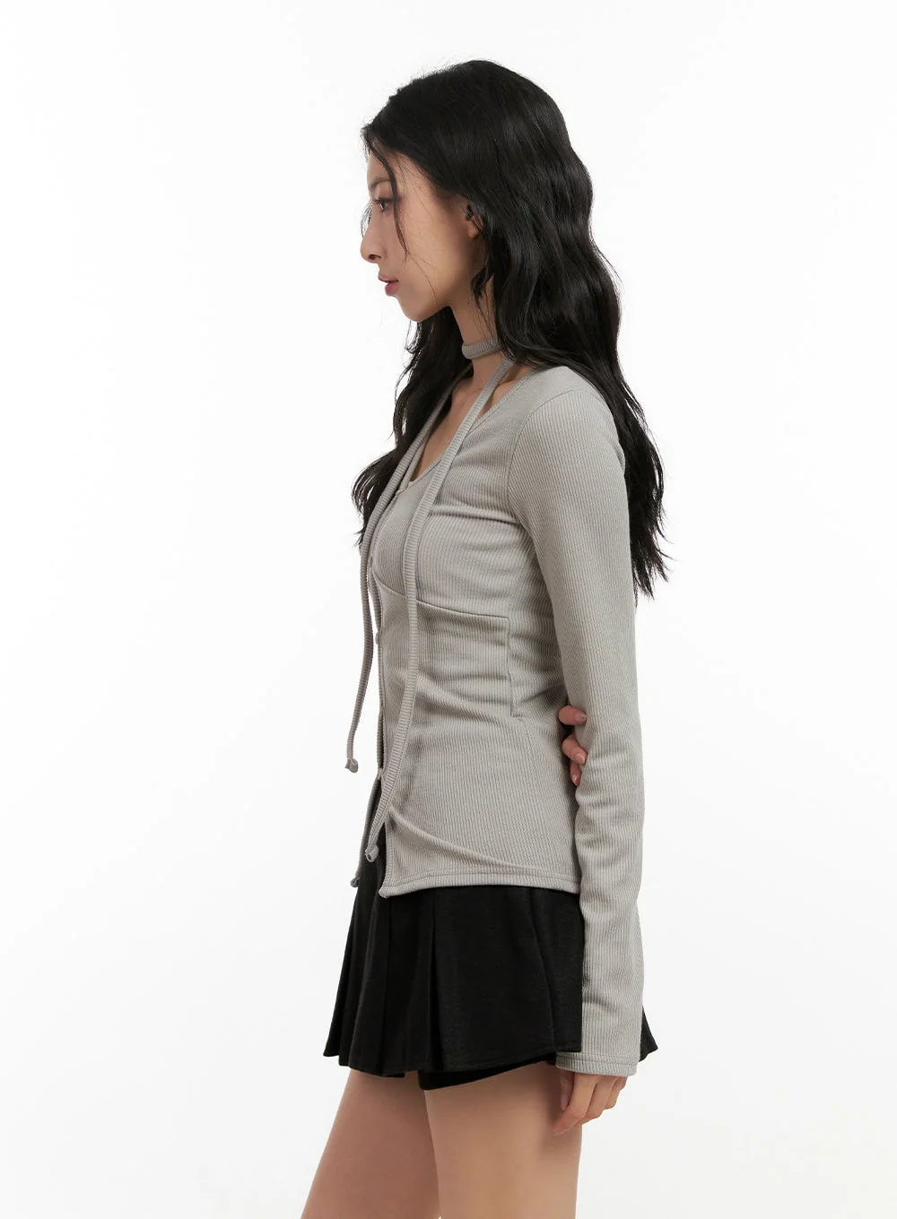 Buttoned V-Neck Slim-Fit Cardigan CN416 - Image 4