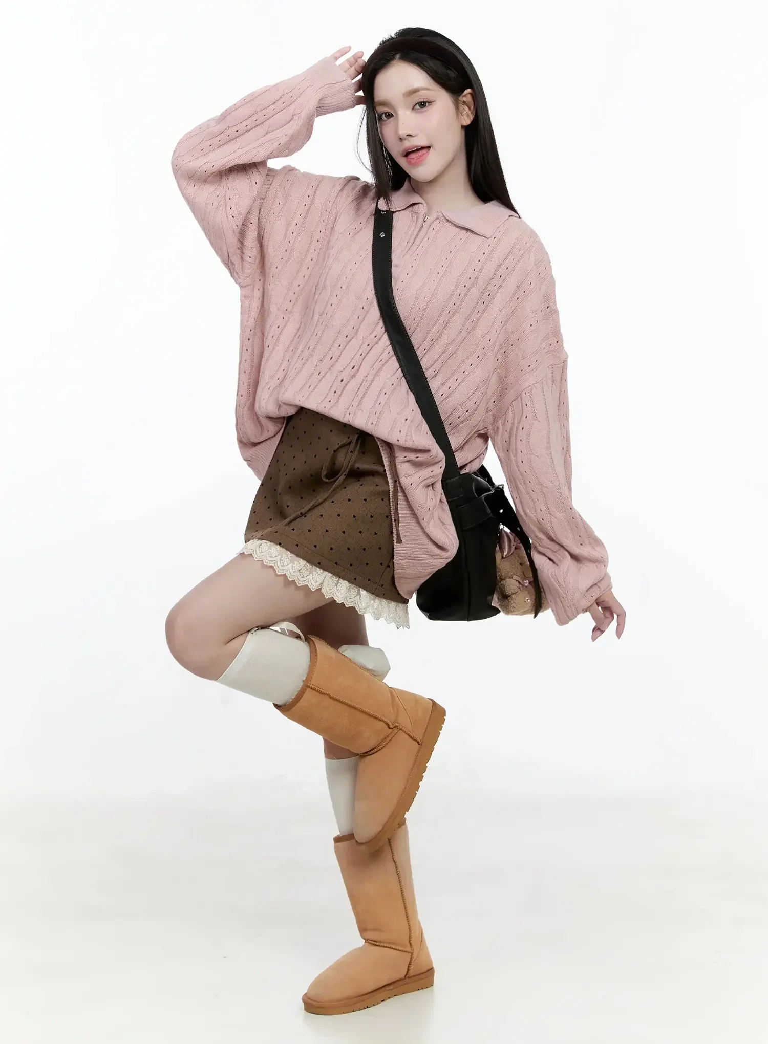 Cable Knit Half-Zip Sweater IO520 - Image 12