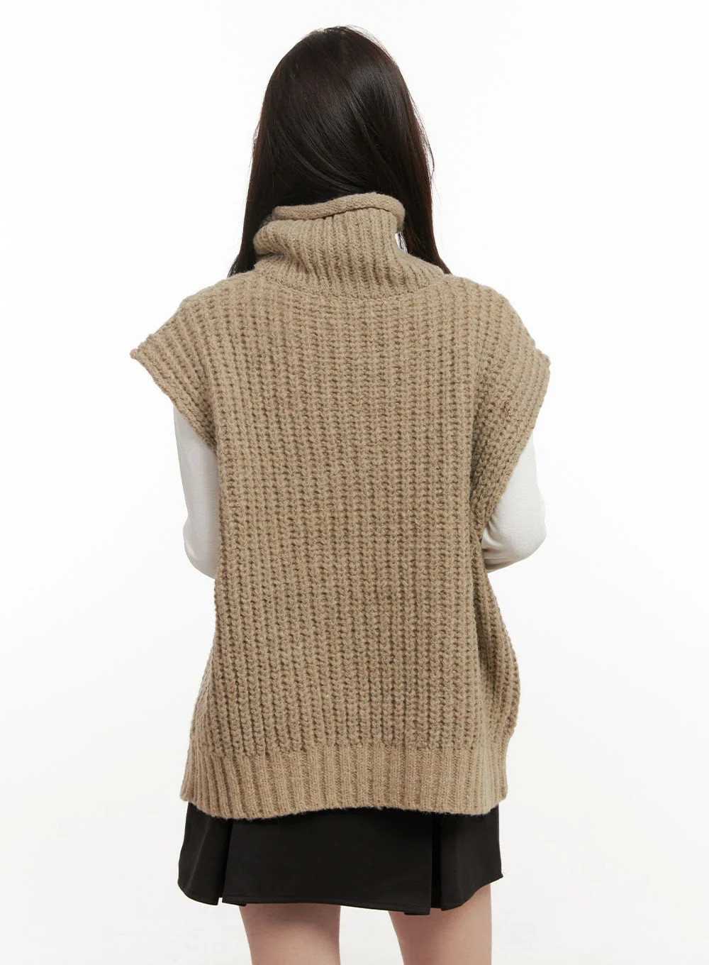 Cable Knit Oversize Turtle Neck Vest ON429 - Image 7