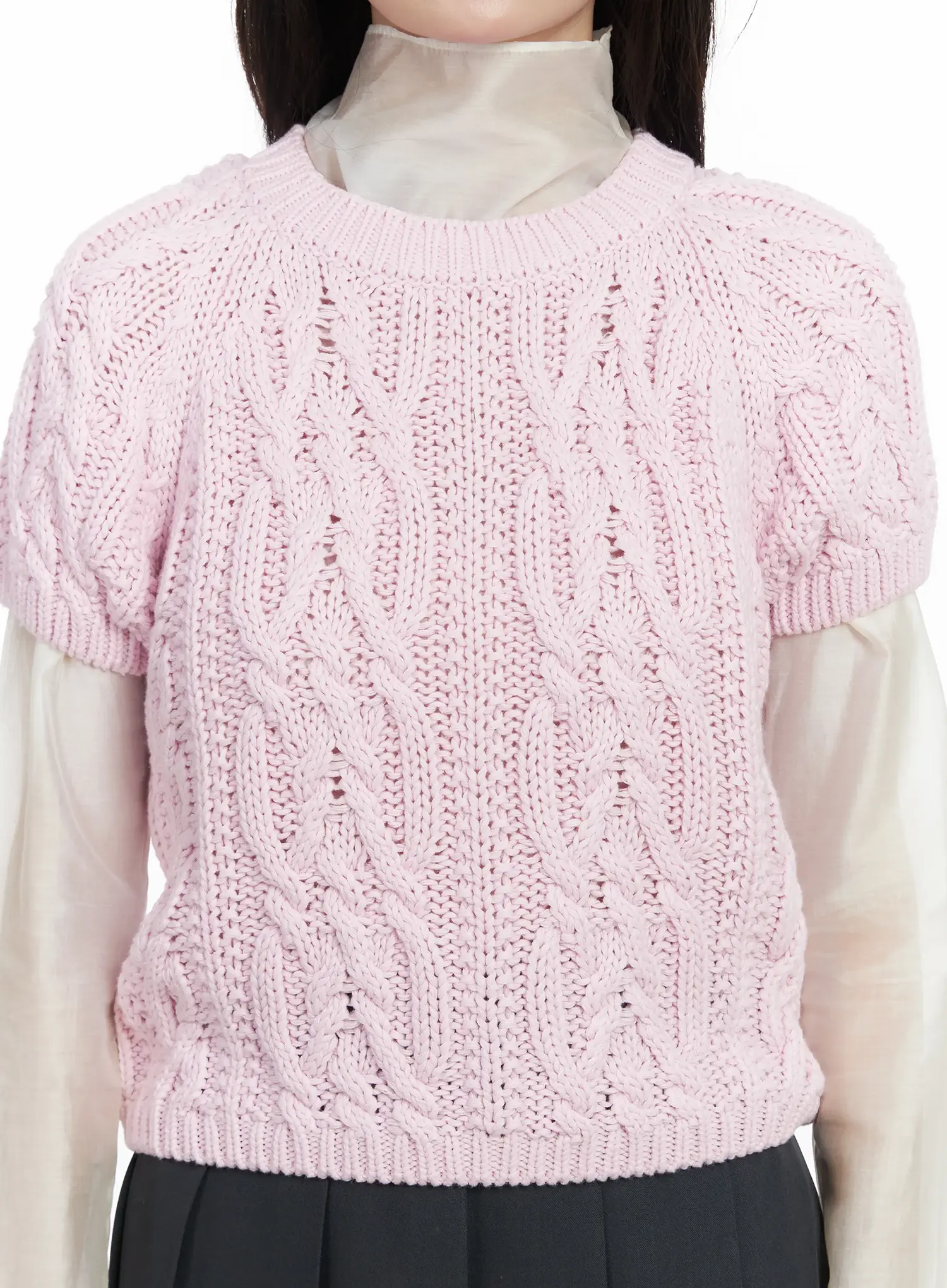 Cable Knit Short Sleeve Top IF524 - Image 6