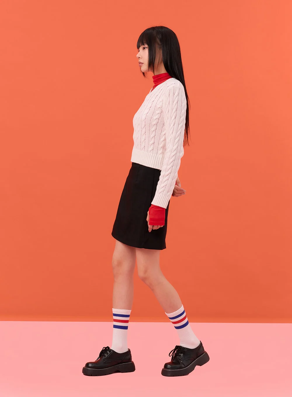 Cable Knit V-Neck Sweater IN301 - Image 5