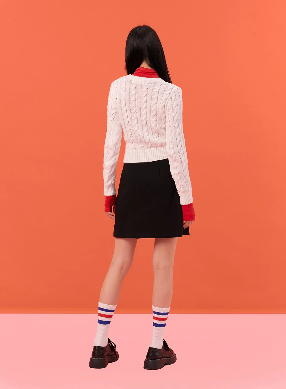 Cable Knit V-Neck Sweater IN301 - Image 6
