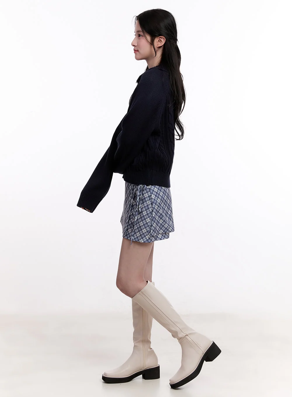 Cable Knit Zip-Up Cardigan CM526 - Image 4